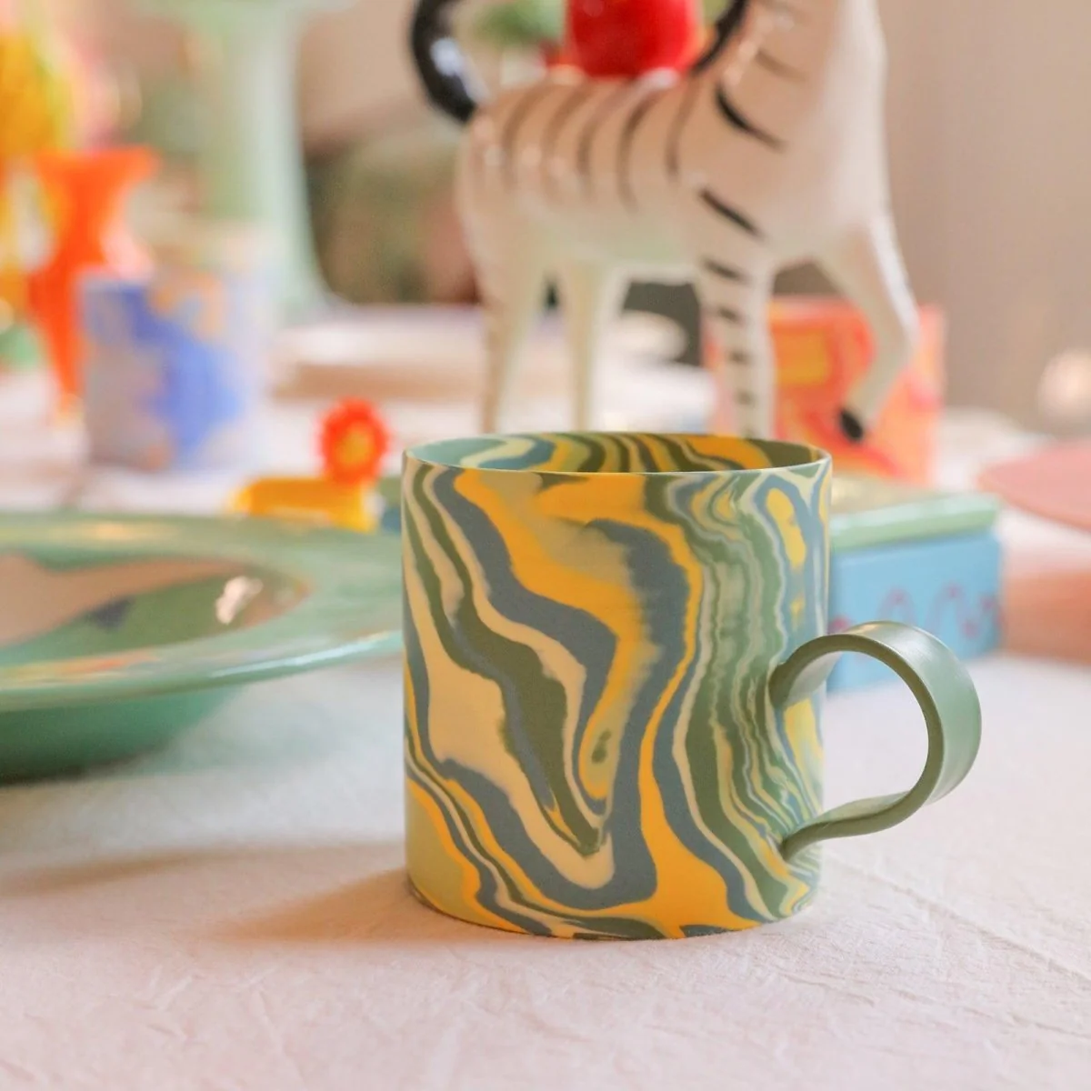 350ml Handmade Green Ceramic Mug - Image 2