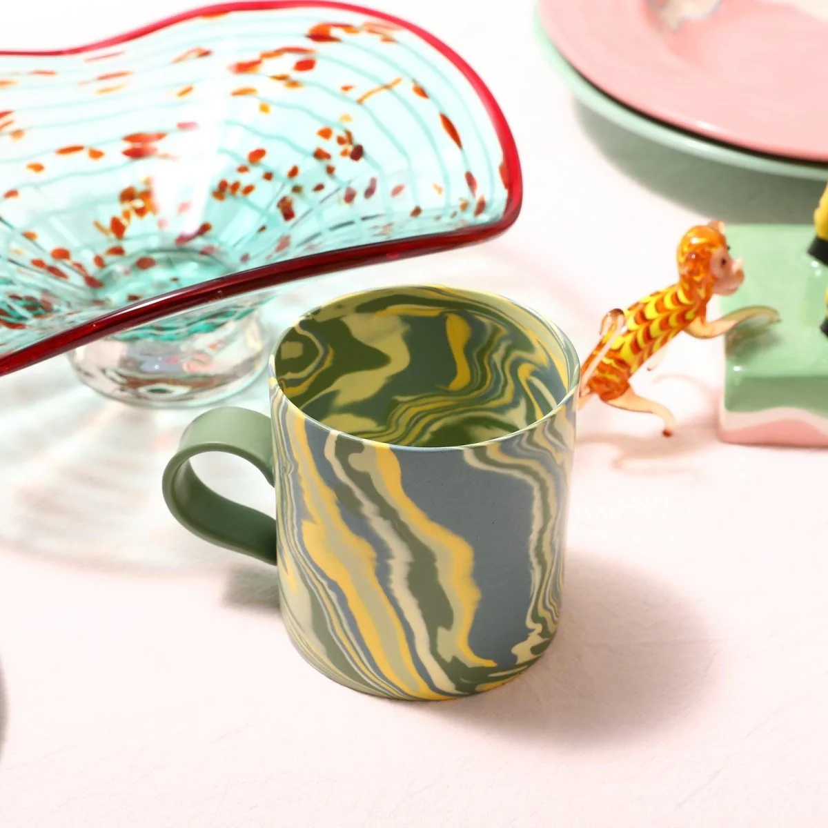 350ml Handmade Green Ceramic Mug - Image 3