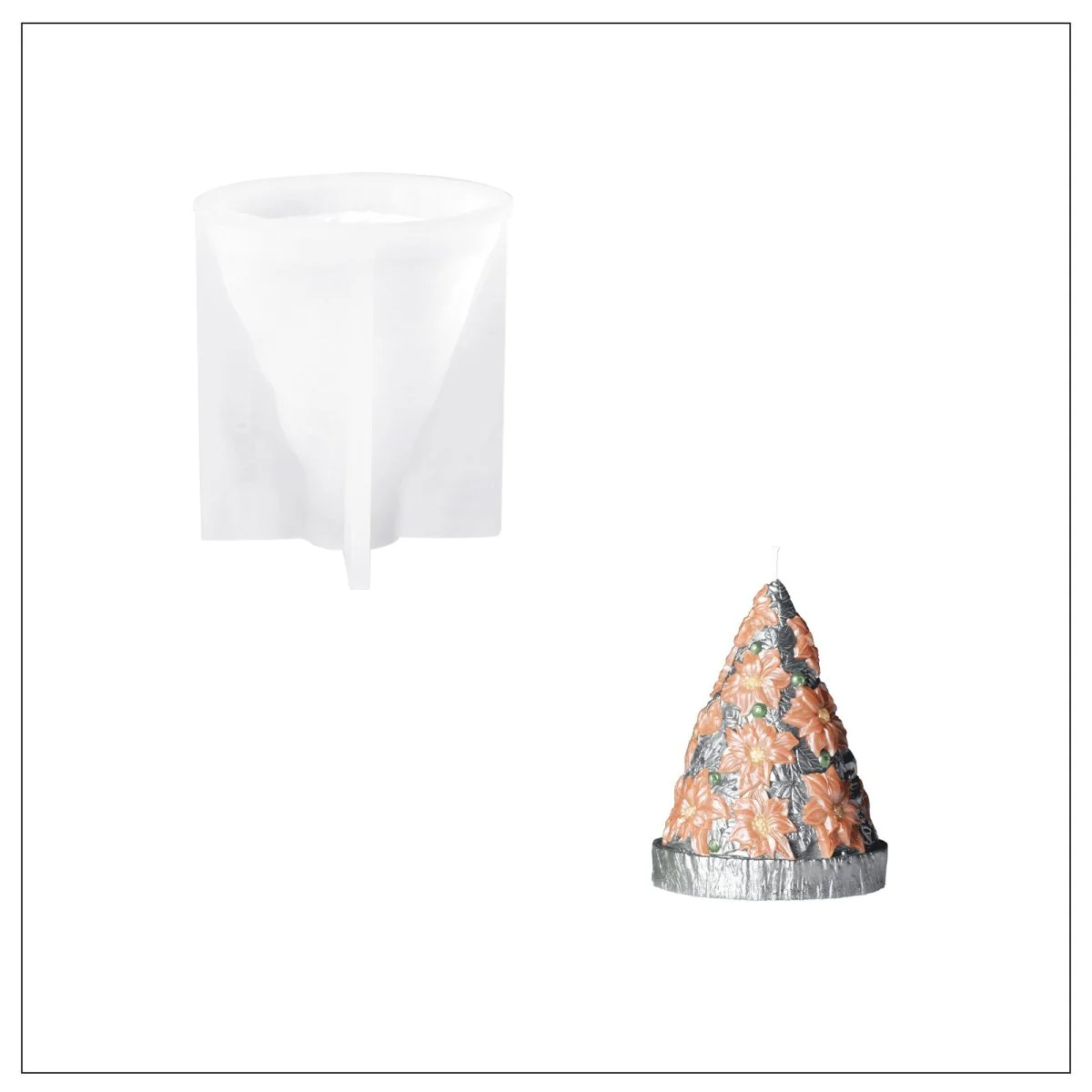 Poinsettia Christmas Tree Candle Silicone Mold - Image 11