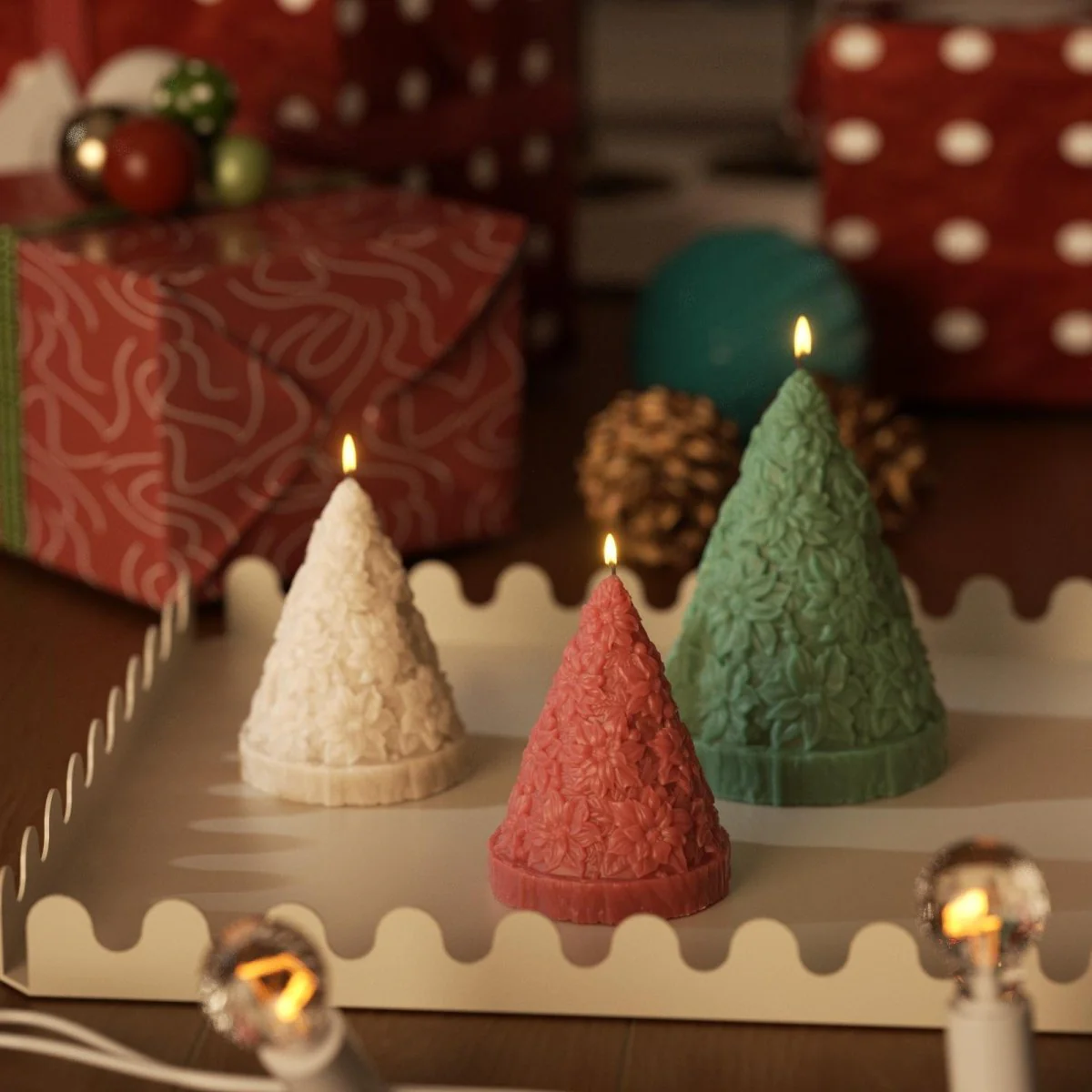 Poinsettia Christmas Tree Candle Silicone Mold - Image 2
