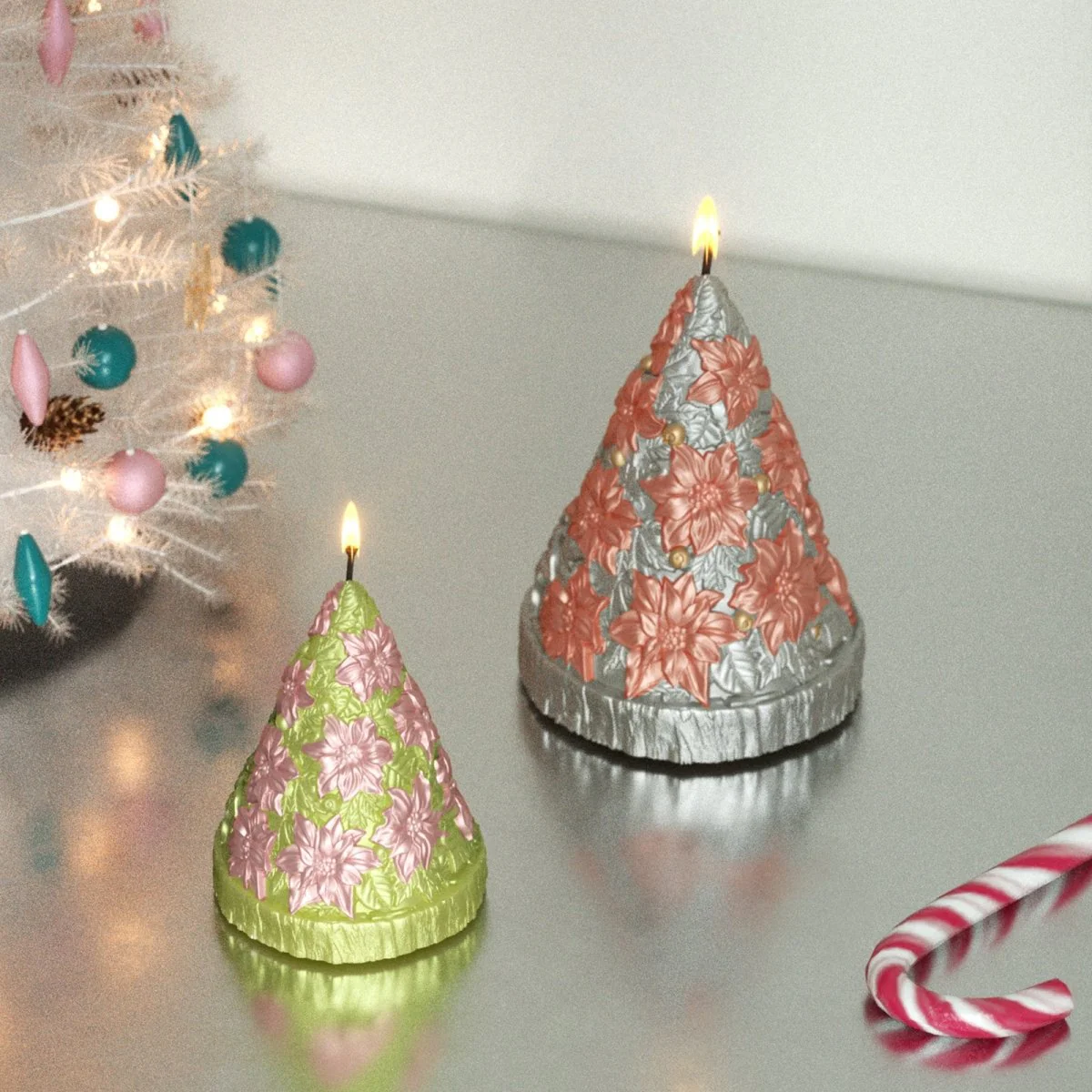 Poinsettia Christmas Tree Candle Silicone Mold - Image 7