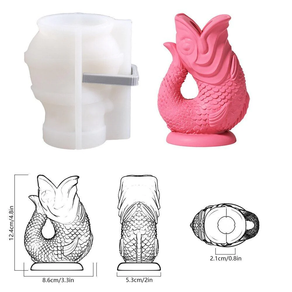 Lucky Goldfish Taper Candle Holder Silicone Mold - Image 6