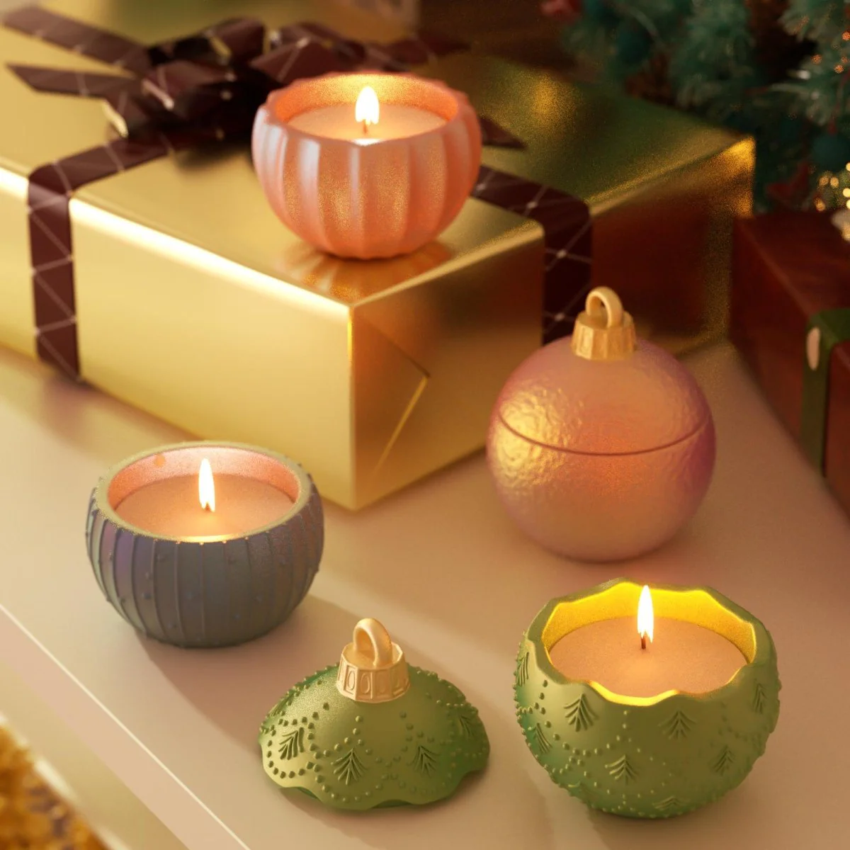 4oz Christmas Twinkle Bauble Candle Jar & Refill Silicone Mold Collection - Image 3