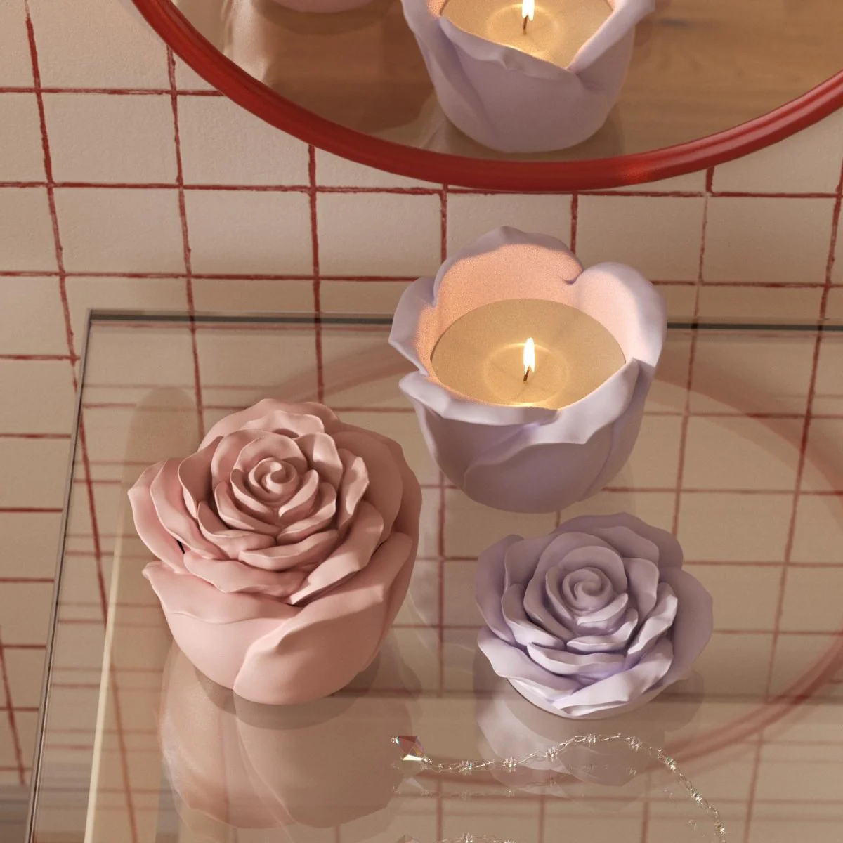 4oz Eternal Rose Bloom Candle Jar & Candle Refill Silicone Mold - Image 3