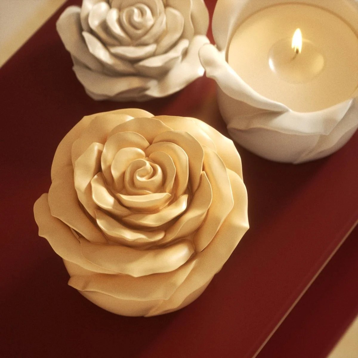7oz Eternal Rose Bloom Candle Jar & Candle Refill Silicone Mold - Image 4