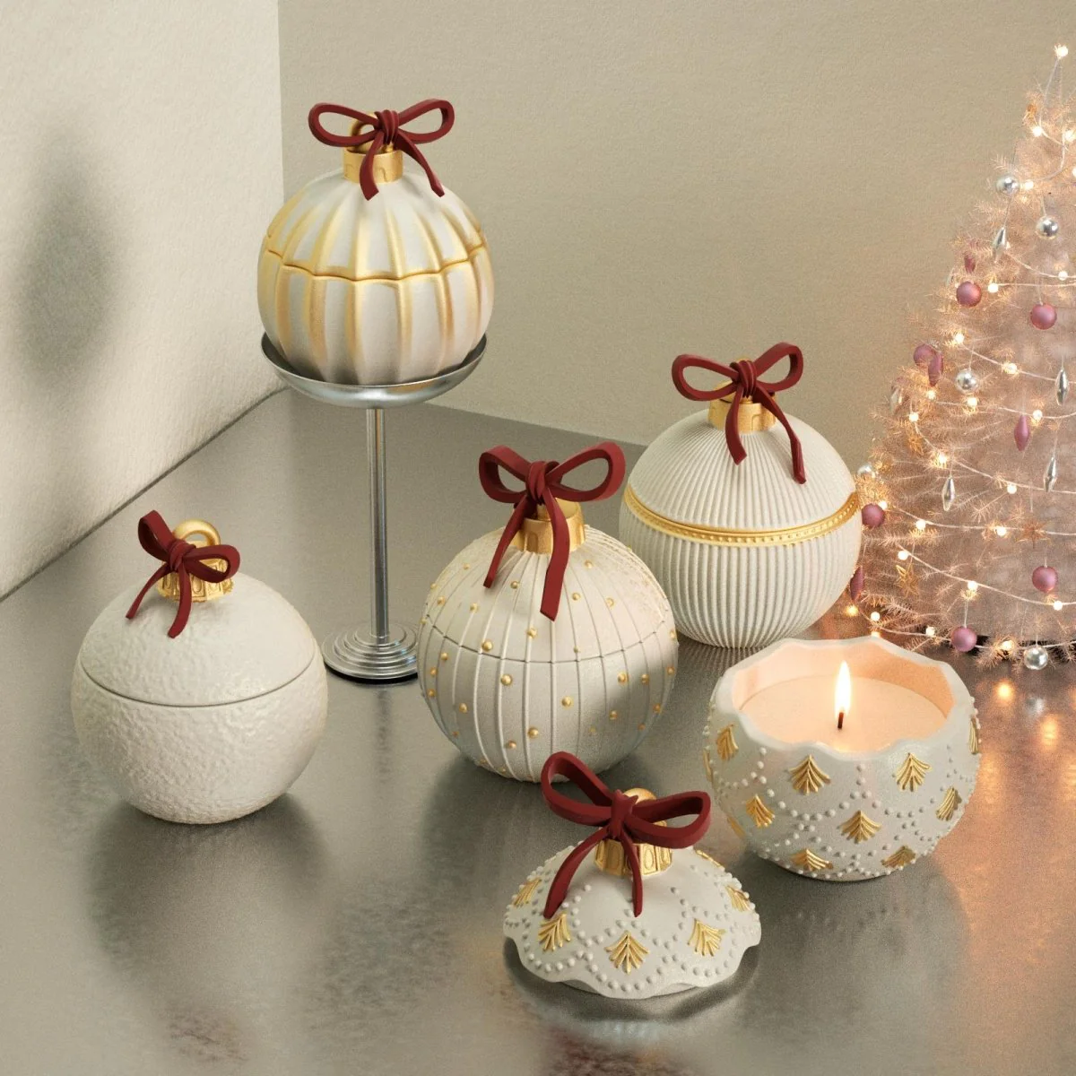 7oz Christmas Twinkle Bauble Candle Jar & Candle Refill Silicone Mold Collection - Image 4