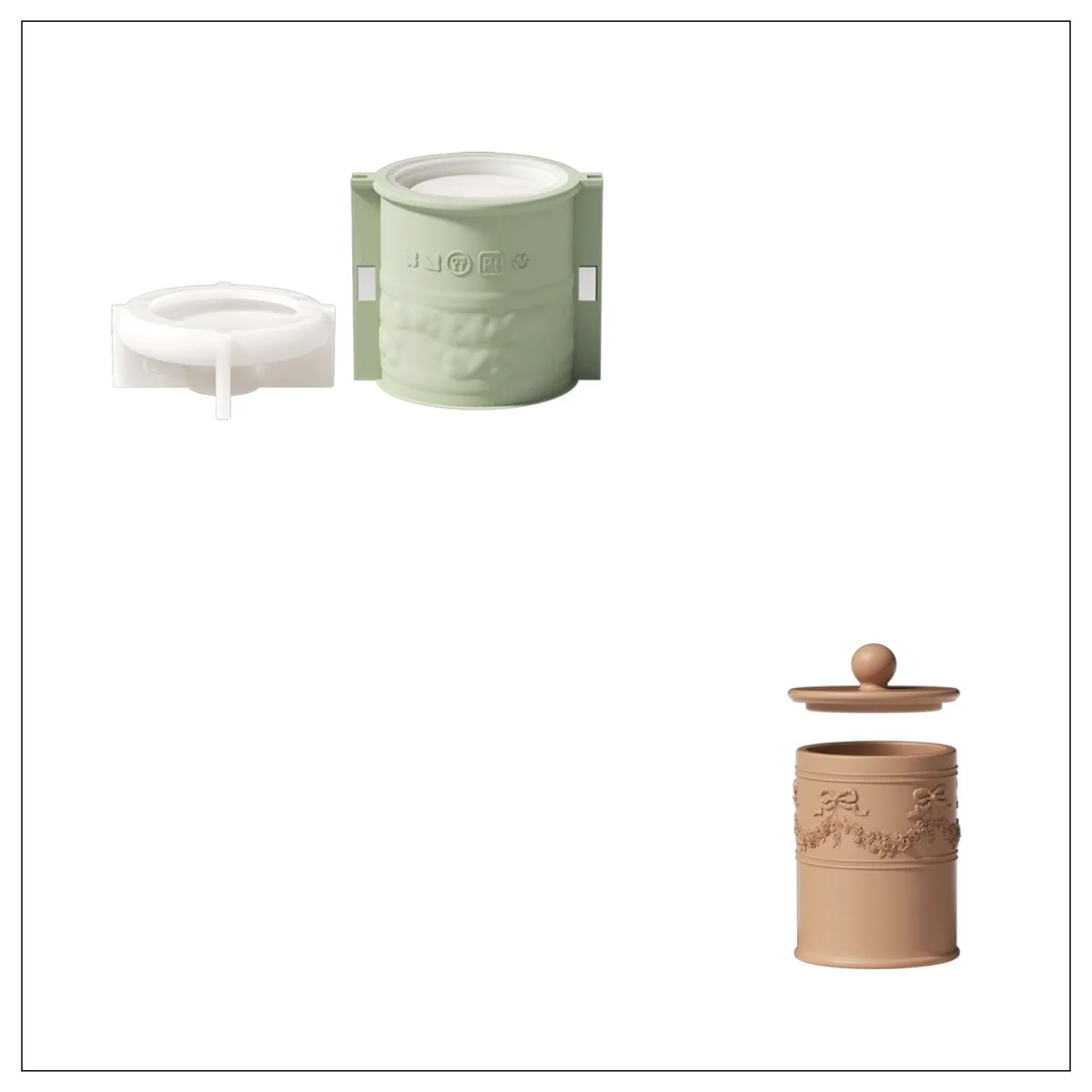 Rococo Romance Candle Jar Silicone Mold & 9 oz Candle Refill Silicone Mold - Image 10