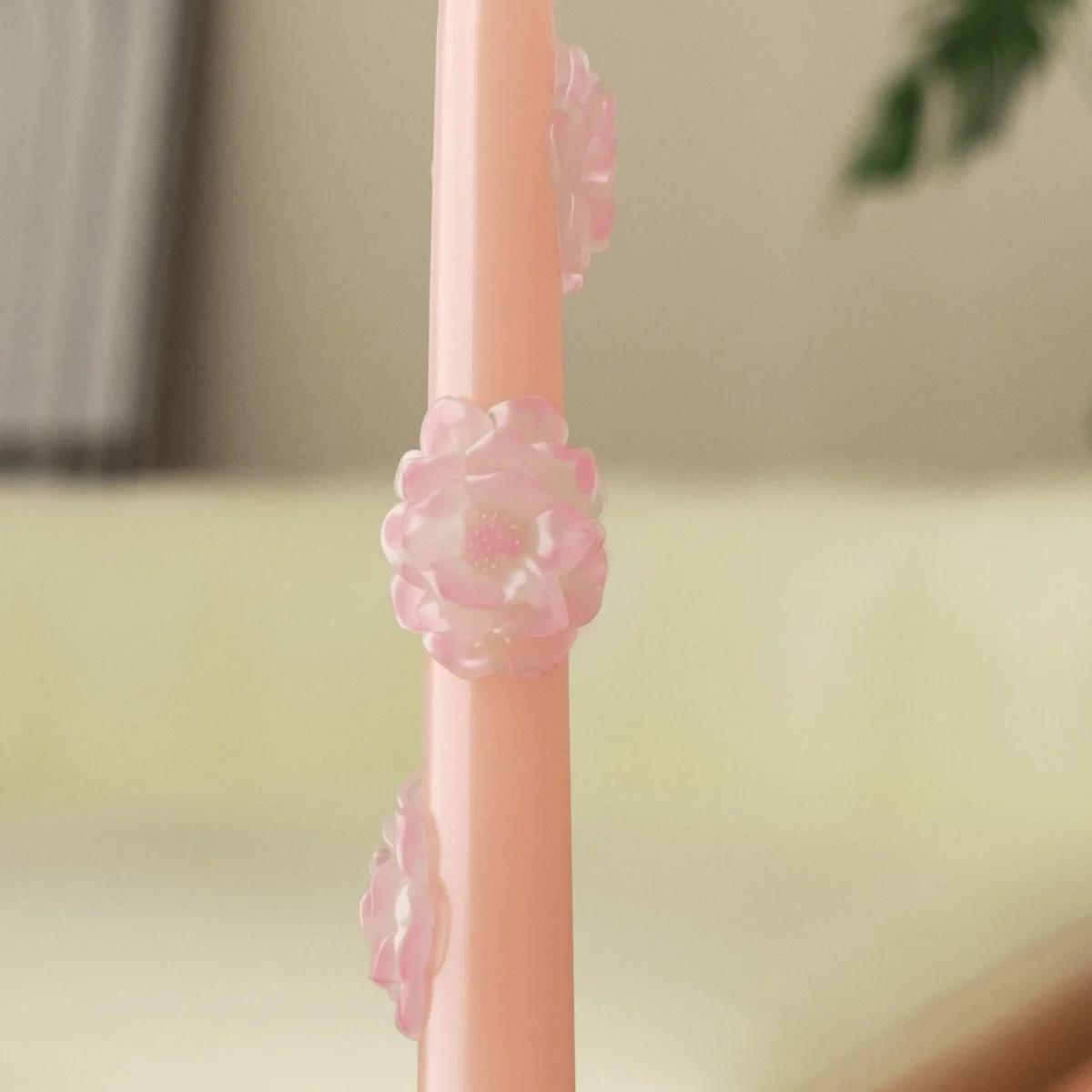 BLOSSOM Taper candle Camellia Mists Fade - Set of 2 Petal Pink & Mist Gray--Long Version - Image 5