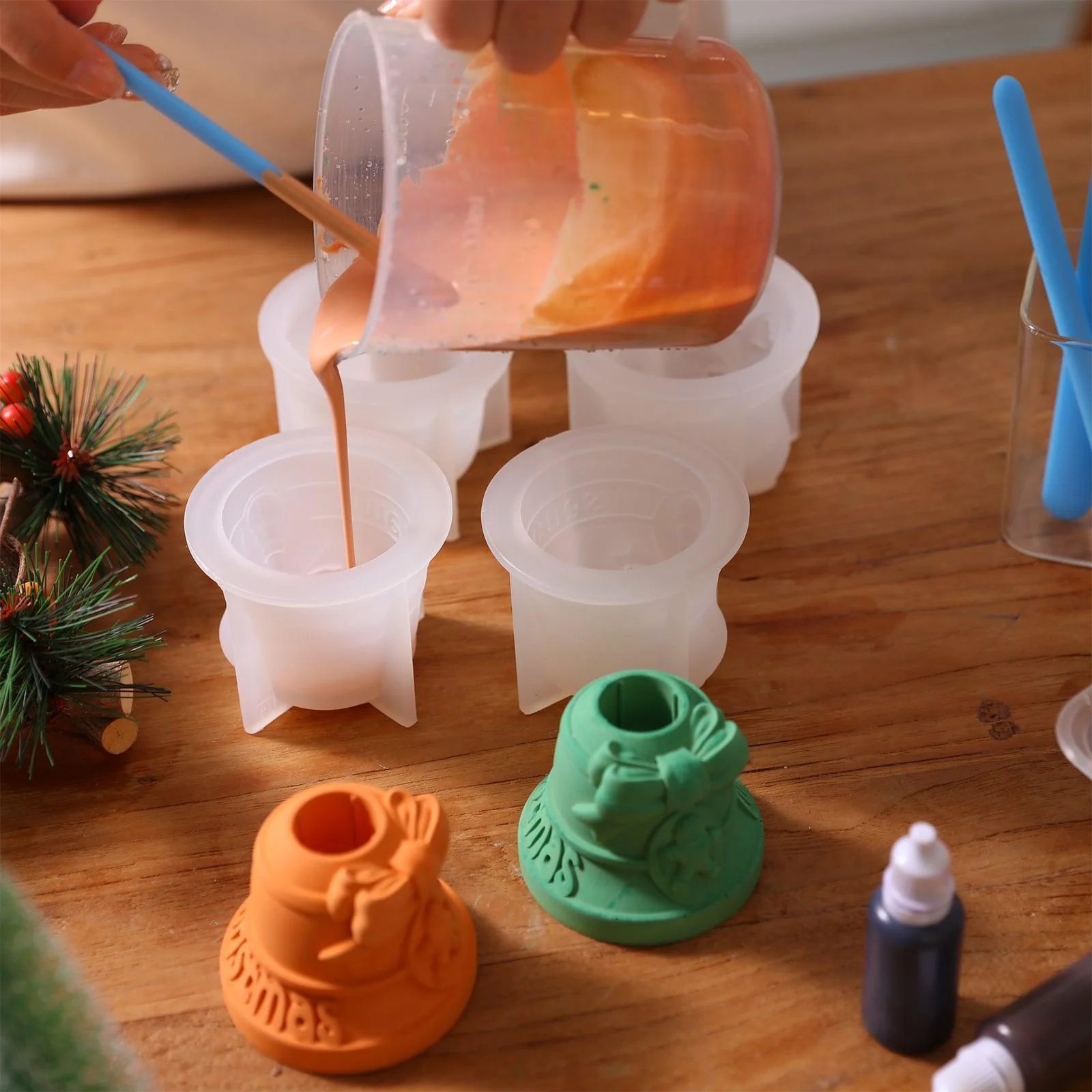 Christmas Bell Taper Candle Holder Silicone Mold - Image 3