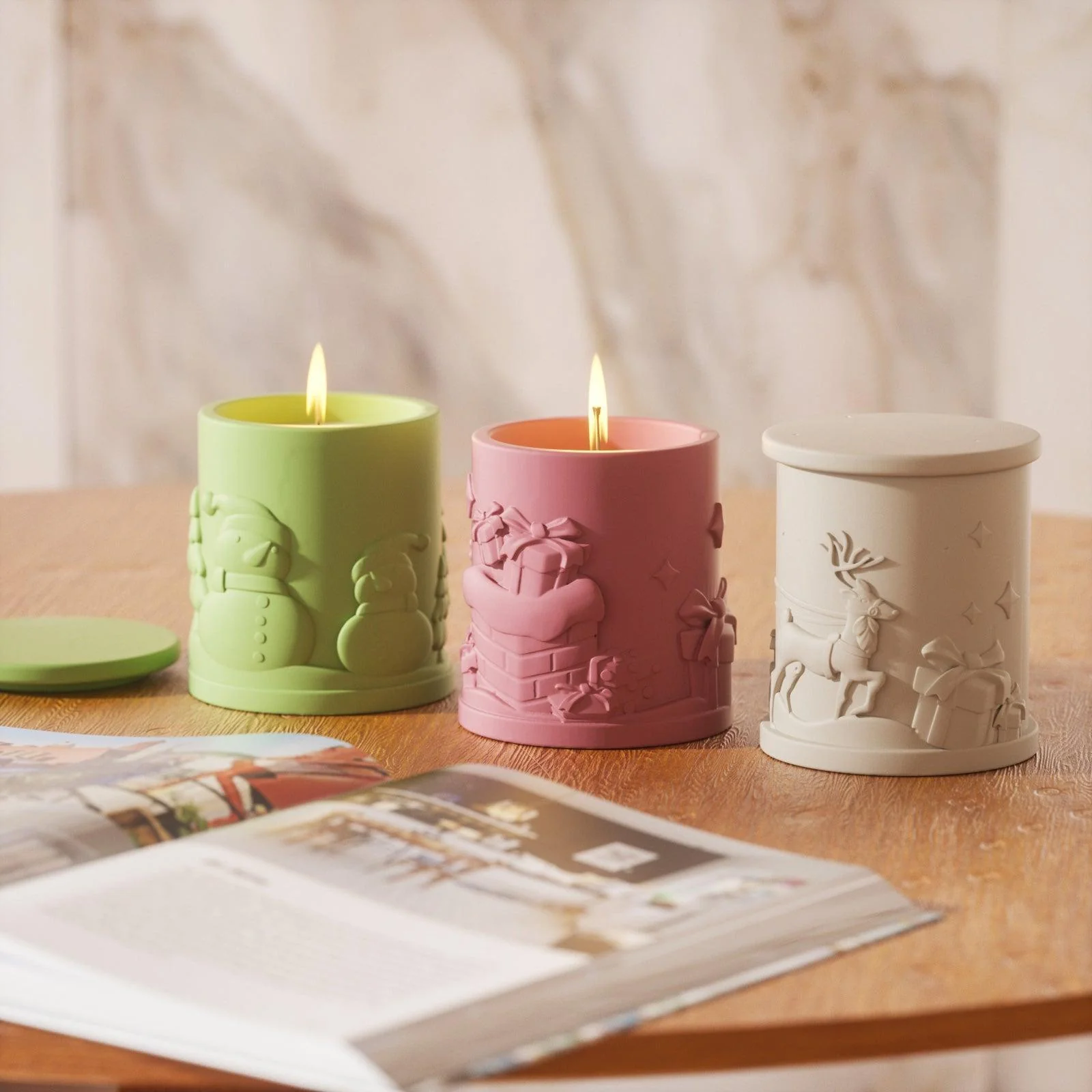 6.5oz Christmas Themed Candle Jar with Lid Silicone Mould - Image 15