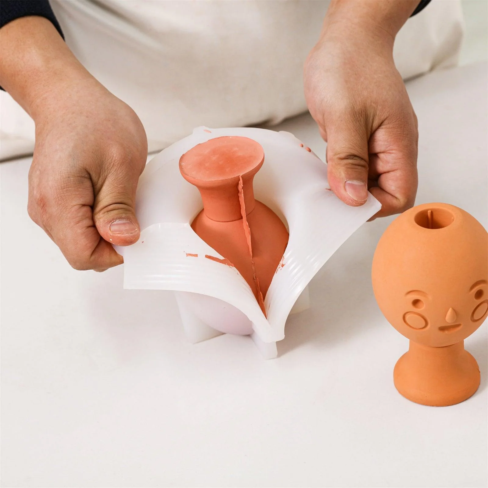 Blush Cute Face Head Taper Candle Holder Silicone Mold - Image 2