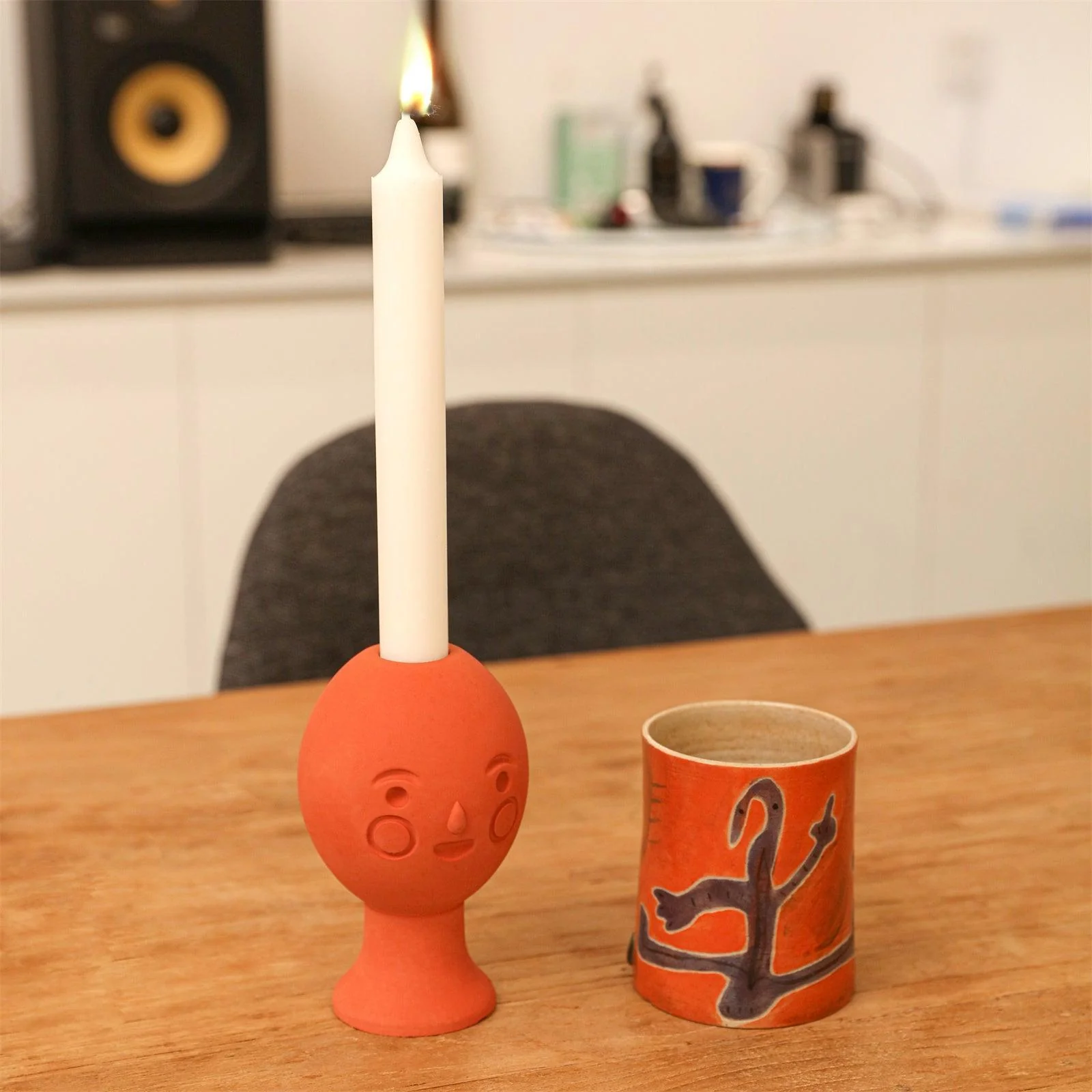 Blush Cute Face Head Taper Candle Holder Silicone Mold - Image 5