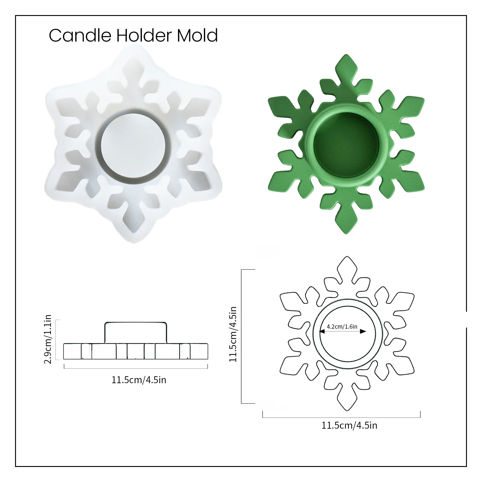 A Set of Four Christmas Snow Flake Tealight Candle Holder Silicone Molds - Image 8