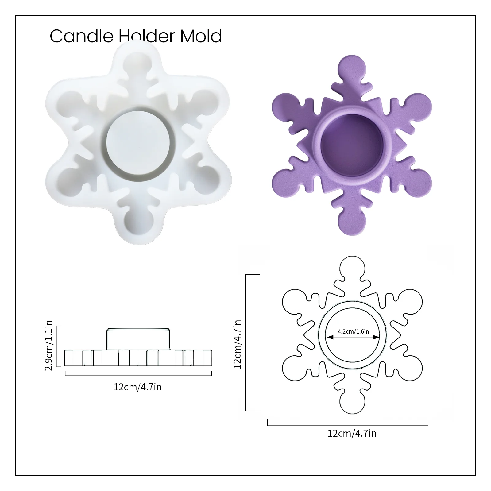 A Set of Four Christmas Snow Flake Tealight Candle Holder Silicone Molds - Image 9