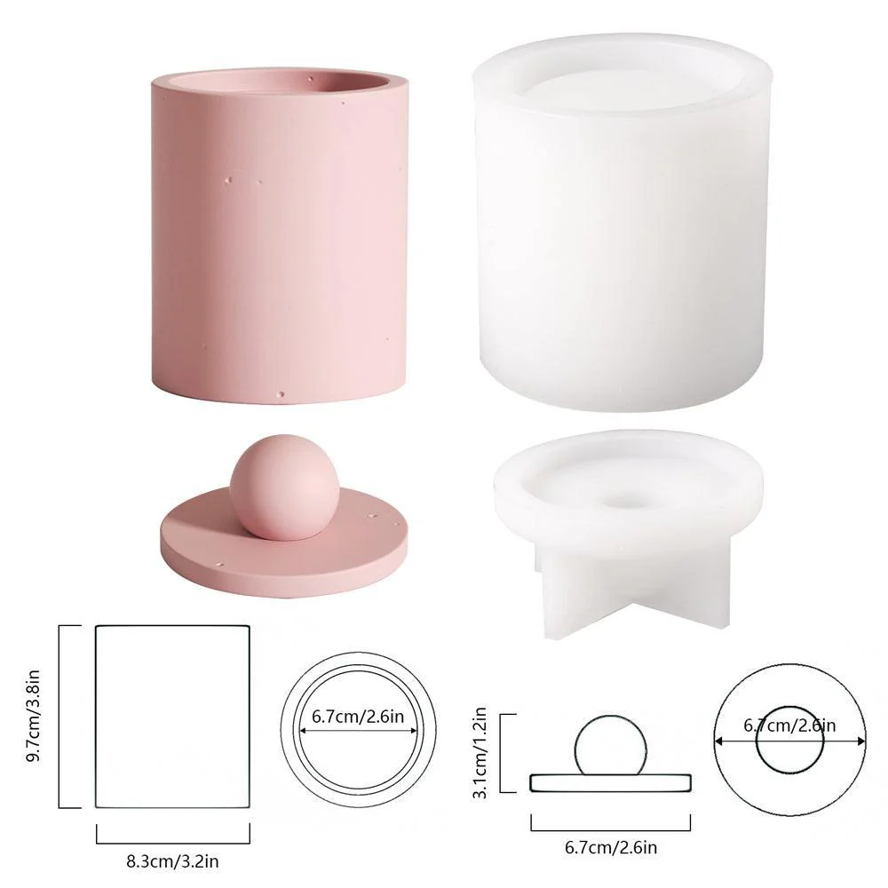 Bubble Concrete Candle Vessel with Lid Silicone Moulds - Image 6