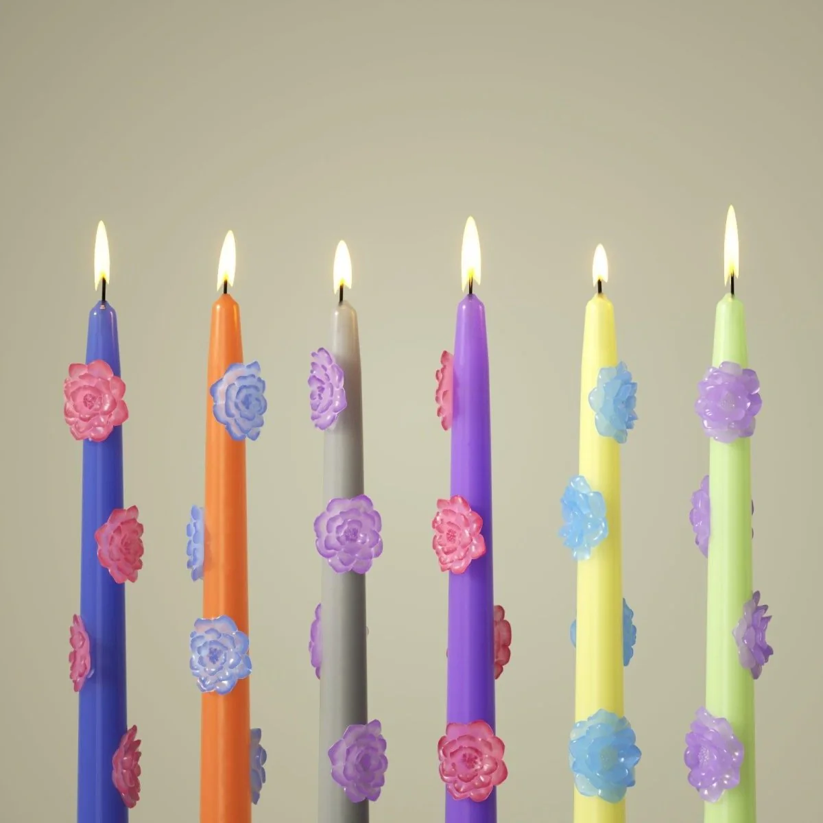 BLOSSOM Taper candle Camellia Mists Fade - Set of 2 Deep Blue & Orange--Long Version - Image 6
