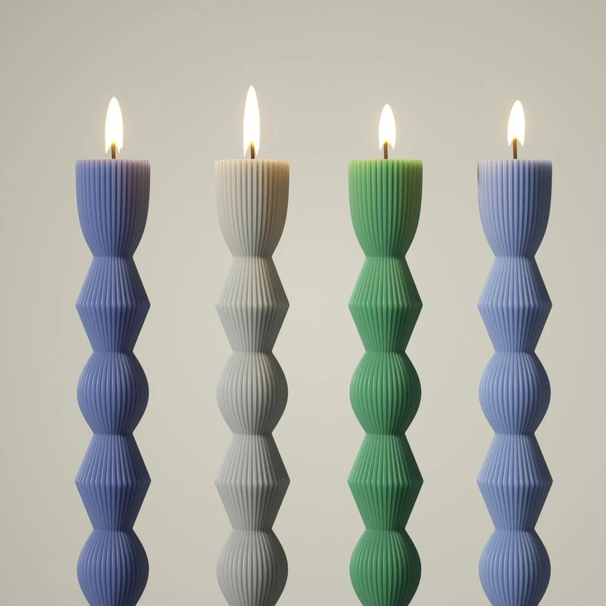Geometric Hourglass Ribbed Long Taper Candle Silicone Mold - Image 6