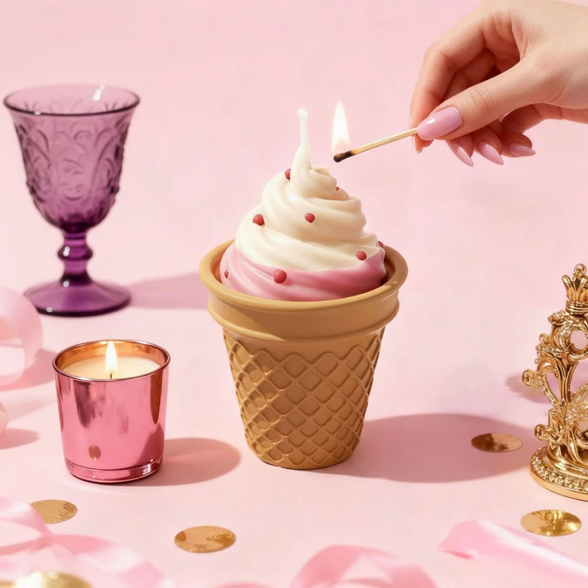 Sweet Swirl Ice Cream Candle Jar & Candle Refill Silicone Mold - Image 2
