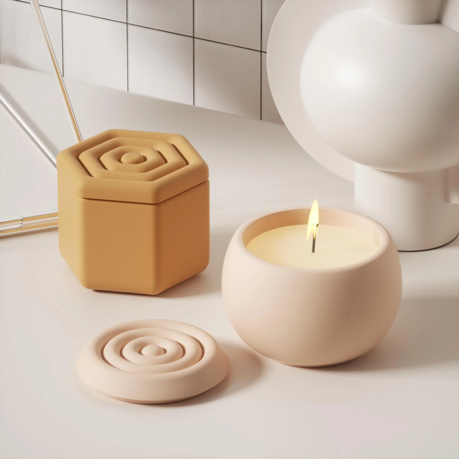 Serenity Ripple Candle Jar Silicone Mold with 7oz Candle Refill Mold