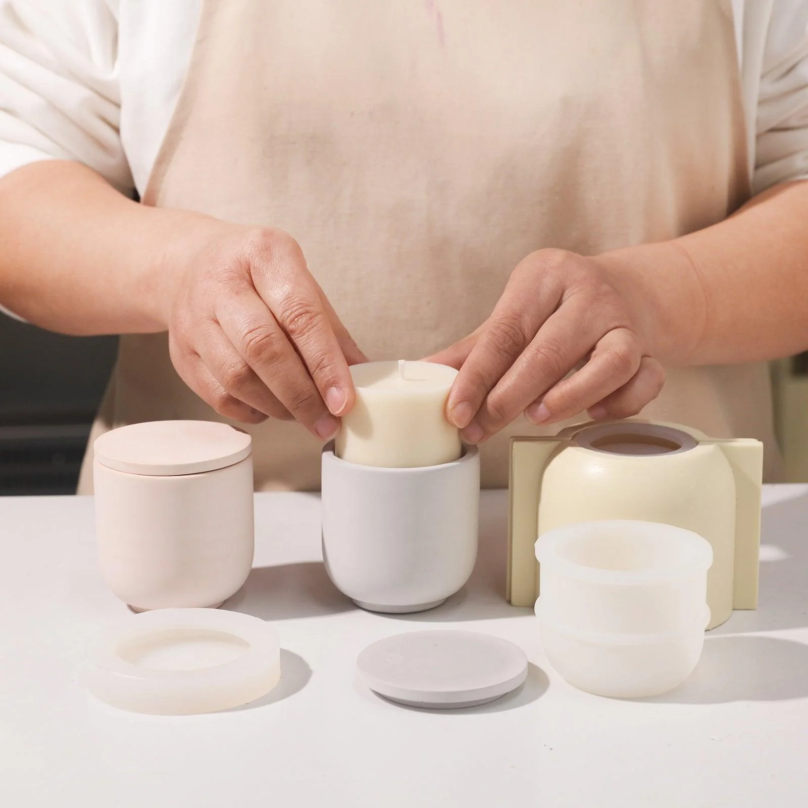 Simple Style Candle Jar & Flat Lids Silicone Mold With Refill Mold - Image 3