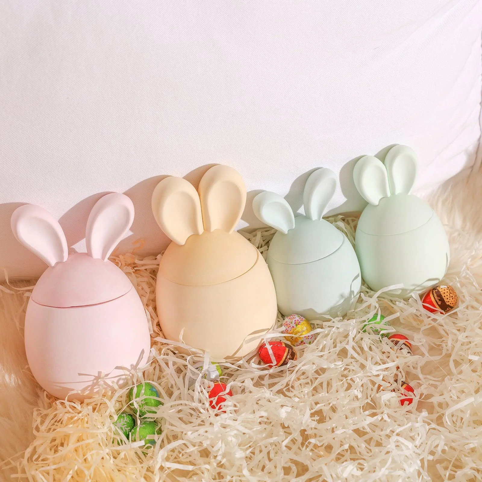 Hoppy Bunny - Eared Easter Egg Candle Jar Collection Silicone Mold