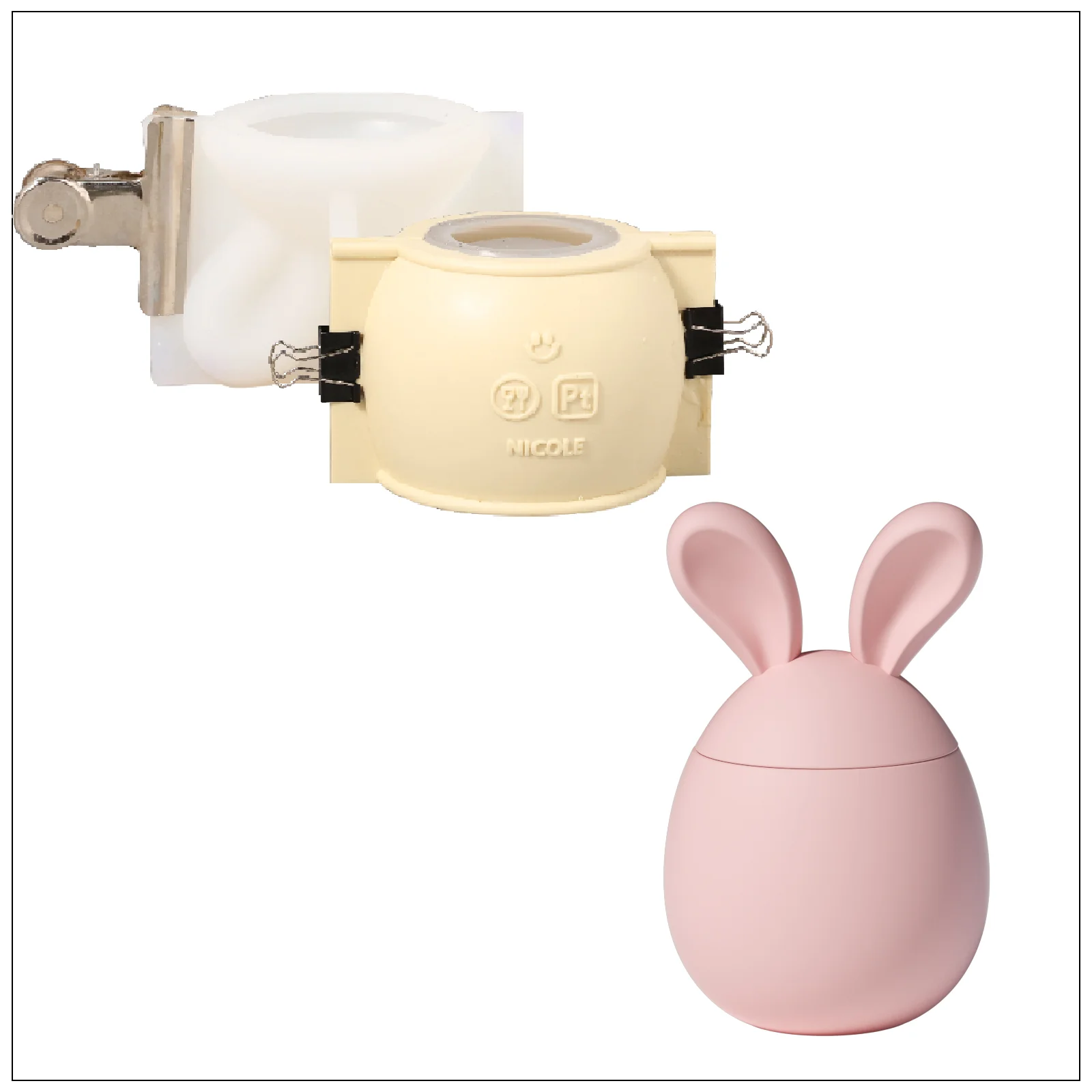 Hoppy Bunny - Eared Easter Egg Candle Jar Collection Silicone Mold - Image 11