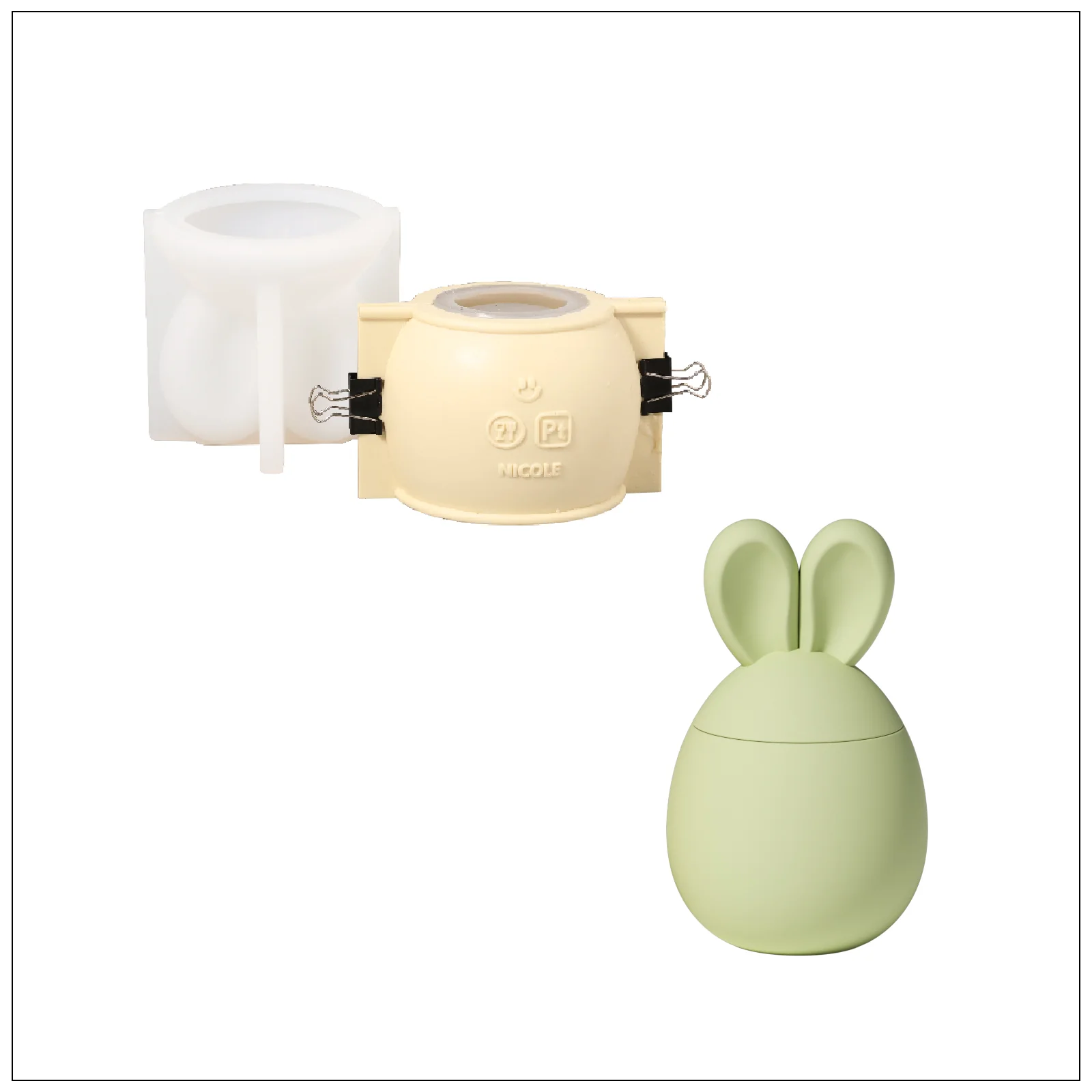 Hoppy Bunny - Eared Easter Egg Candle Jar Collection Silicone Mold - Image 12