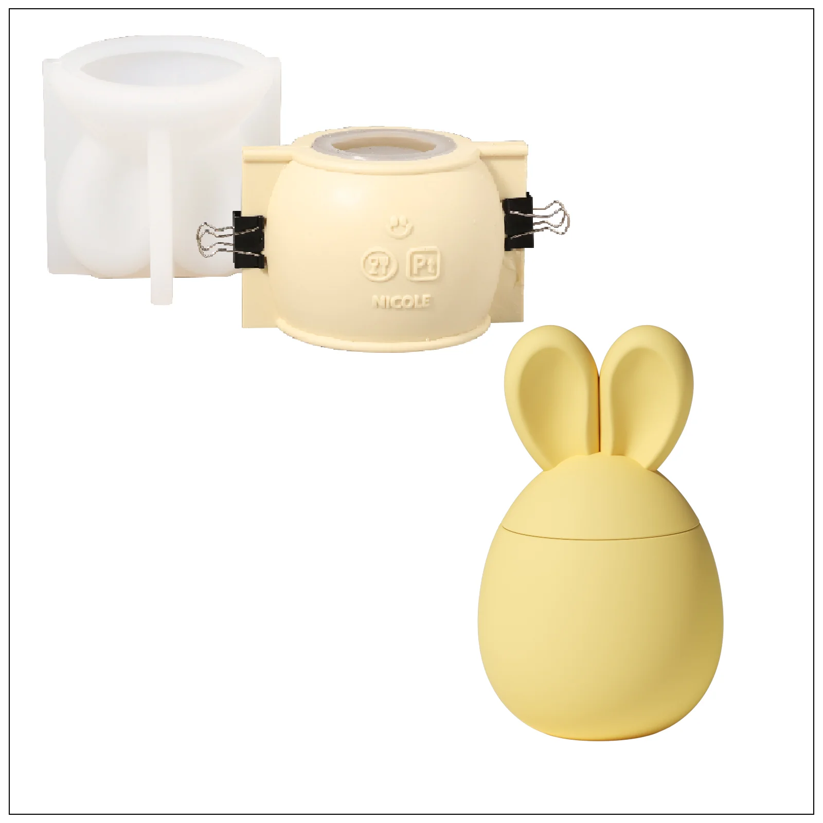 Hoppy Bunny - Eared Easter Egg Candle Jar Collection Silicone Mold - Image 13