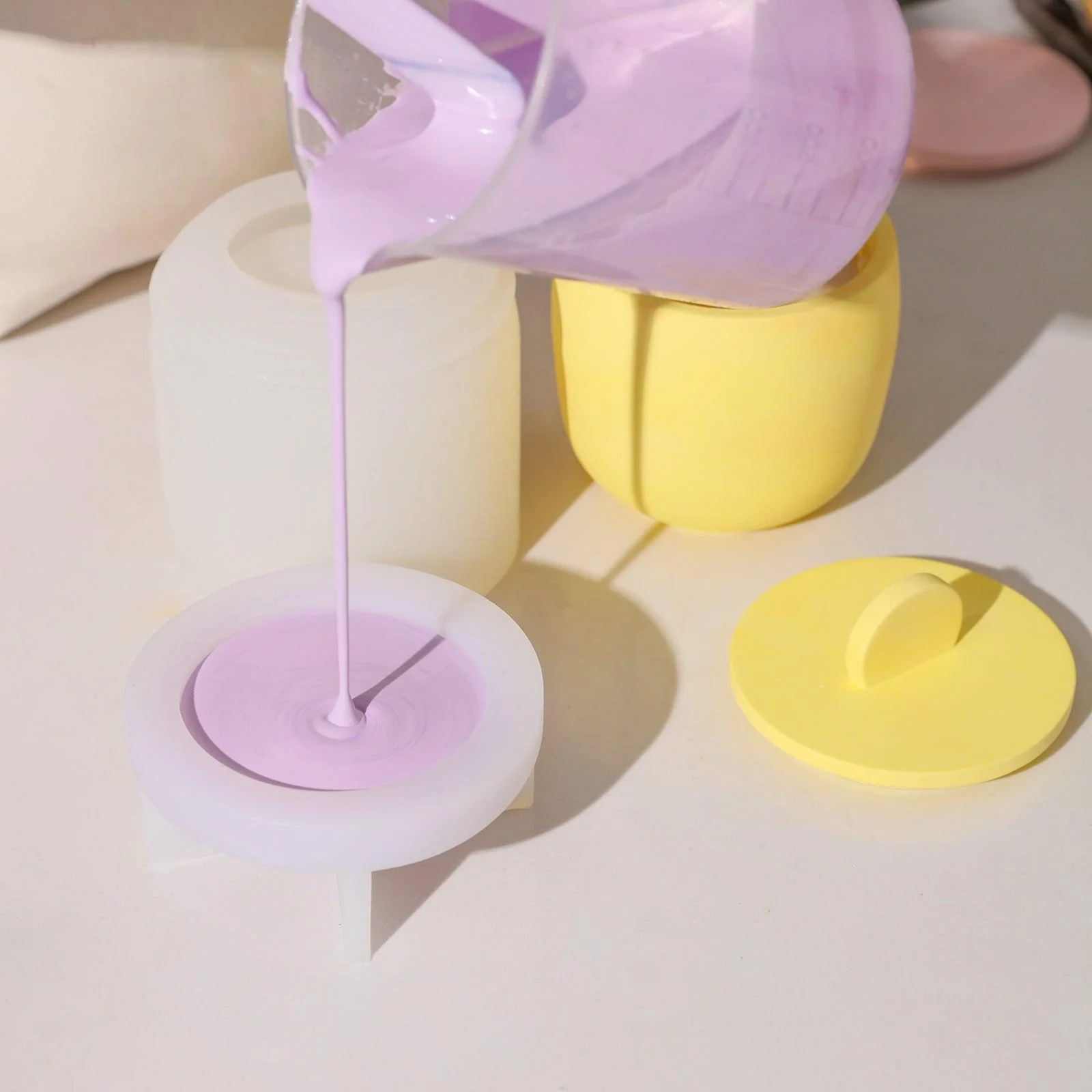 Simple Style Large Candle Jar with Raised Lid Silicone Mold - Image 3