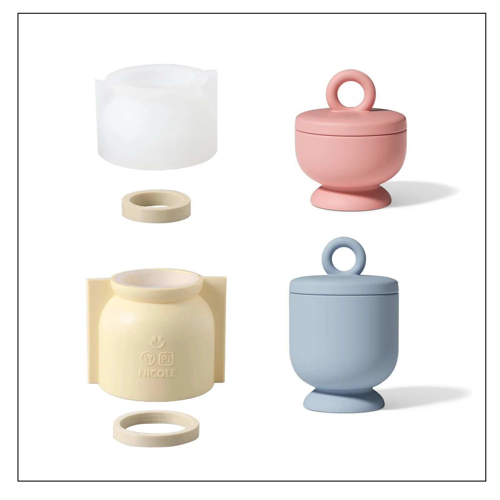 Chalice Candle Jar with Ring Handle Lid Silicone Mold - Image 12