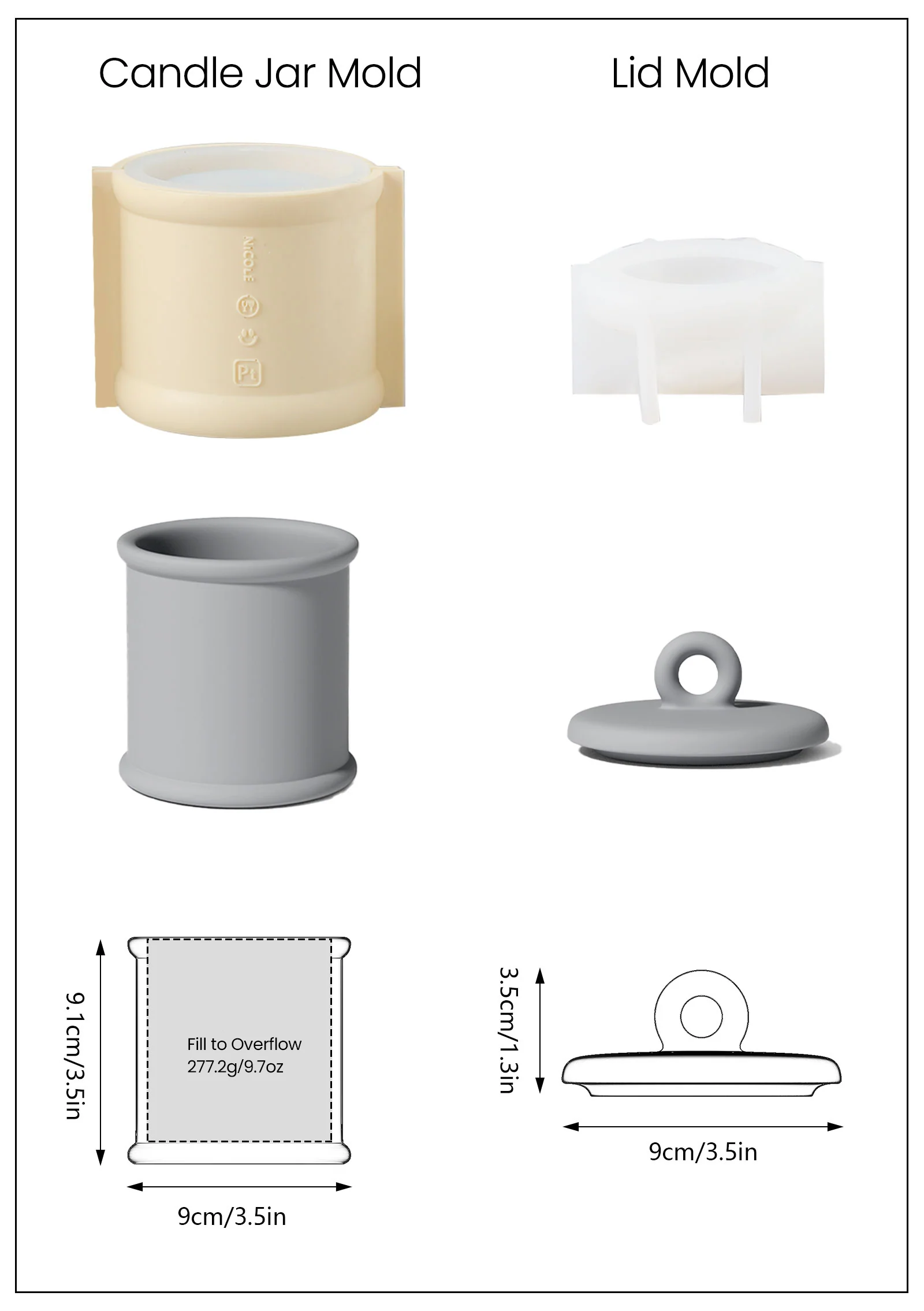 Cylinder Short Candle Jar with Ring Handle Lid Silicone Mold - Image 10