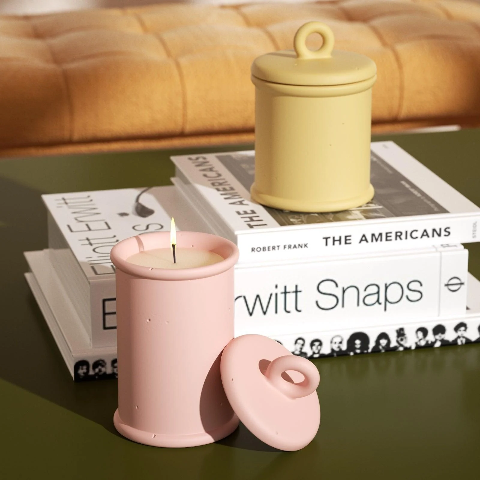 Cylinder Short Candle Jar with Ring Handle Lid Silicone Mold - Image 7