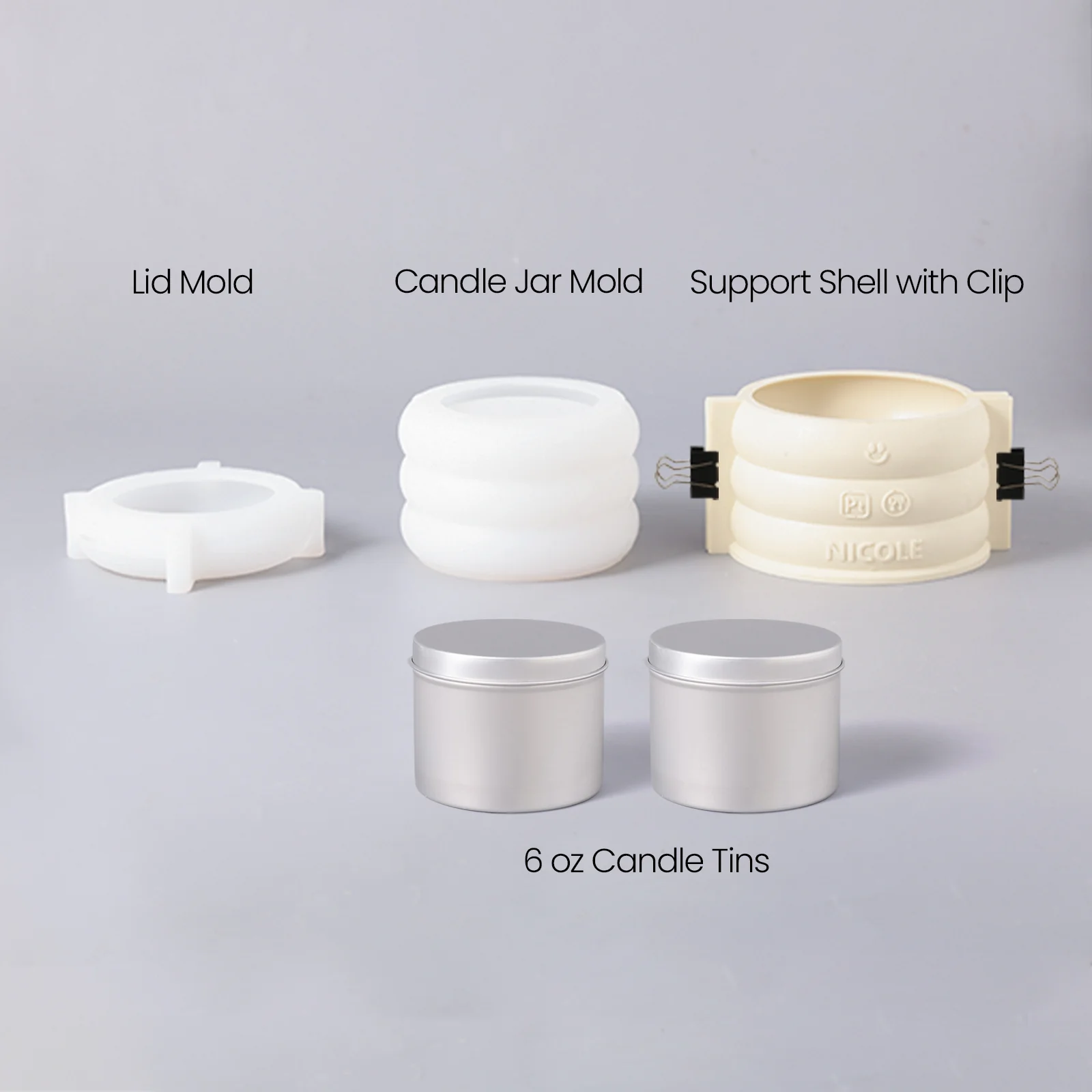 Macarron Candle Jar Silicone Mold with 6oz Refill Candle Tin - Image 11