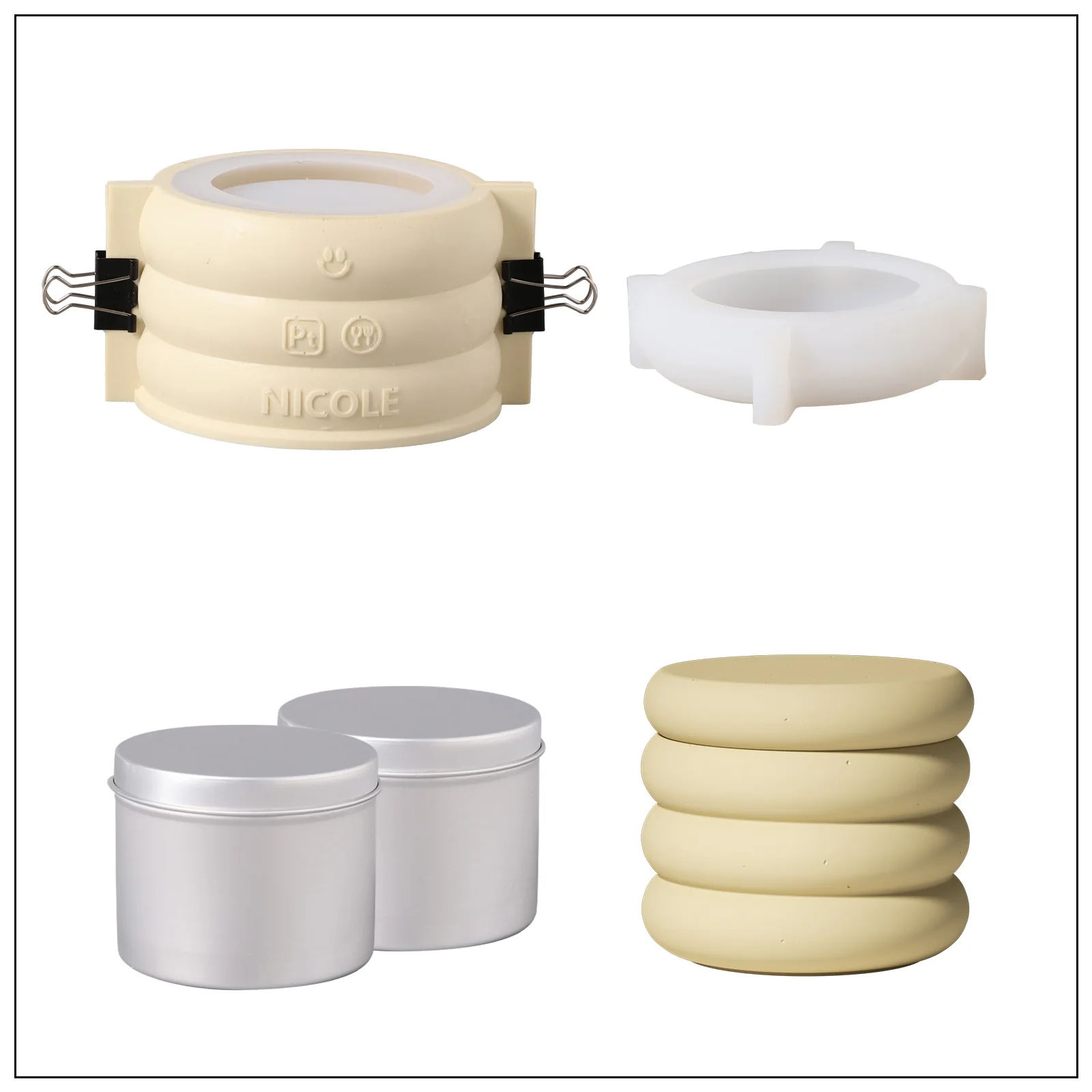 Macarron Candle Jar Silicone Mold with 6oz Refill Candle Tin - Image 13