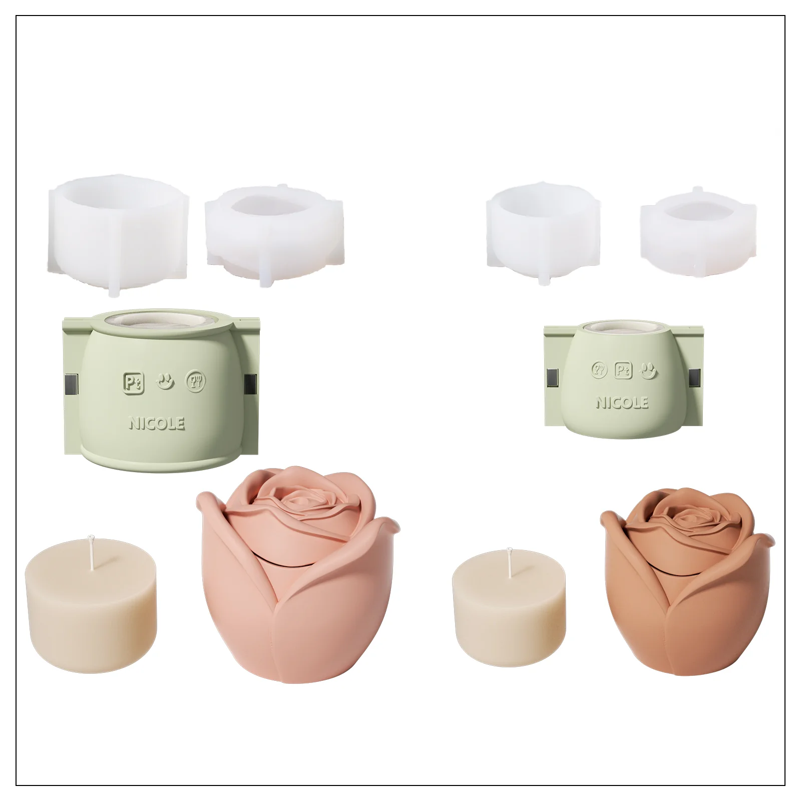 Rose Reverie Candle Jar Silicone Mold With Refill Mold Collection - Image 14