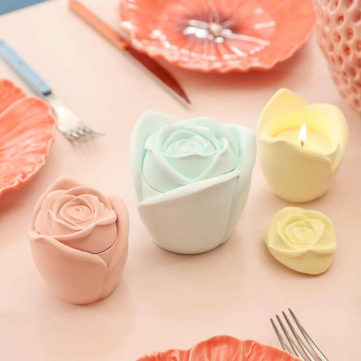 Rose Reverie Candle Jar Silicone Mold With Refill Mold Collection - Image 8