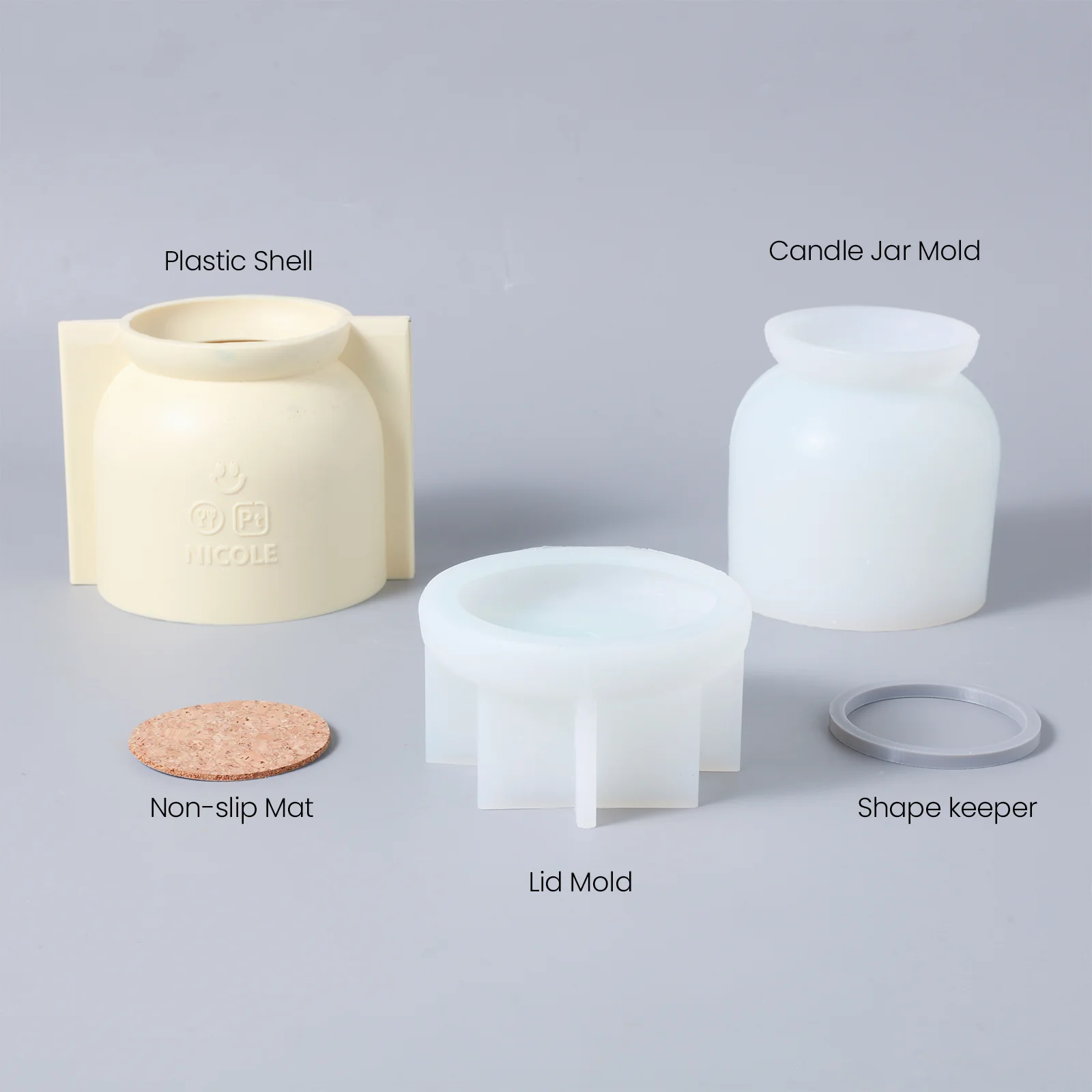 Chalice Tall Candle Jar with Ring Handle Lid Silicone Mold - Image 8