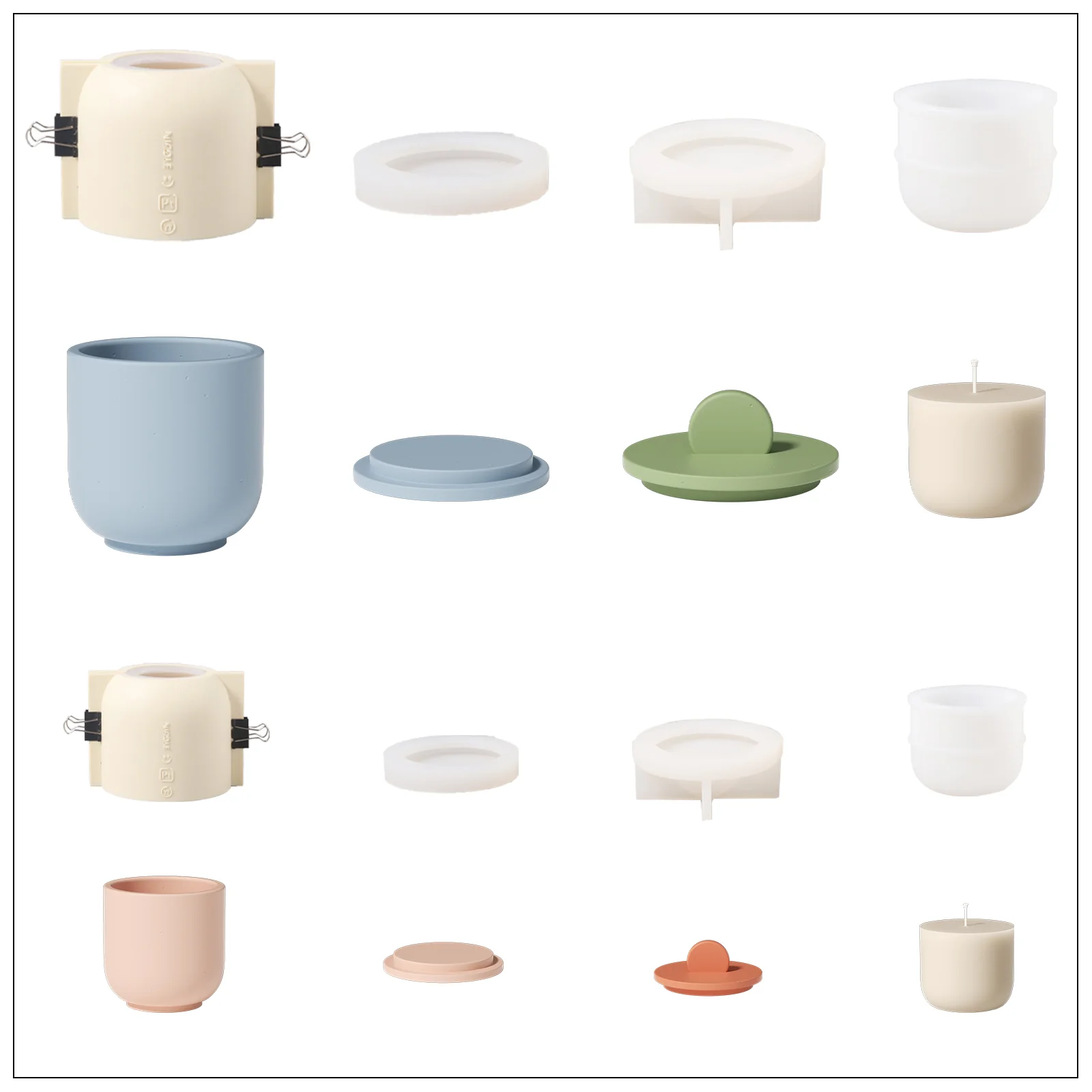 Simple Style Candle Jar & Lids Silicone Mold With Refill Mold - Image 15