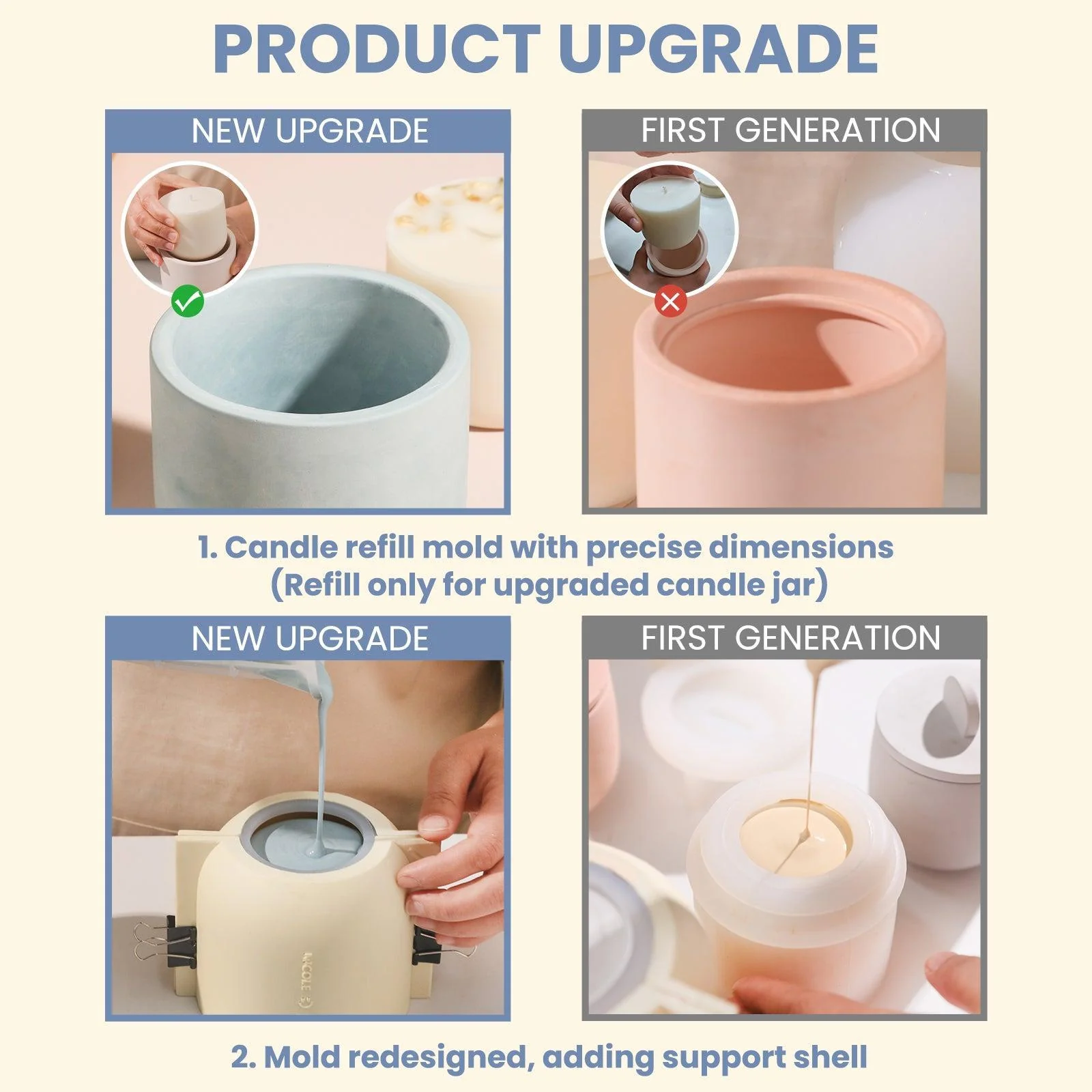 Simple Style Candle Jar & Lids Silicone Mold With Refill Mold - Image 8
