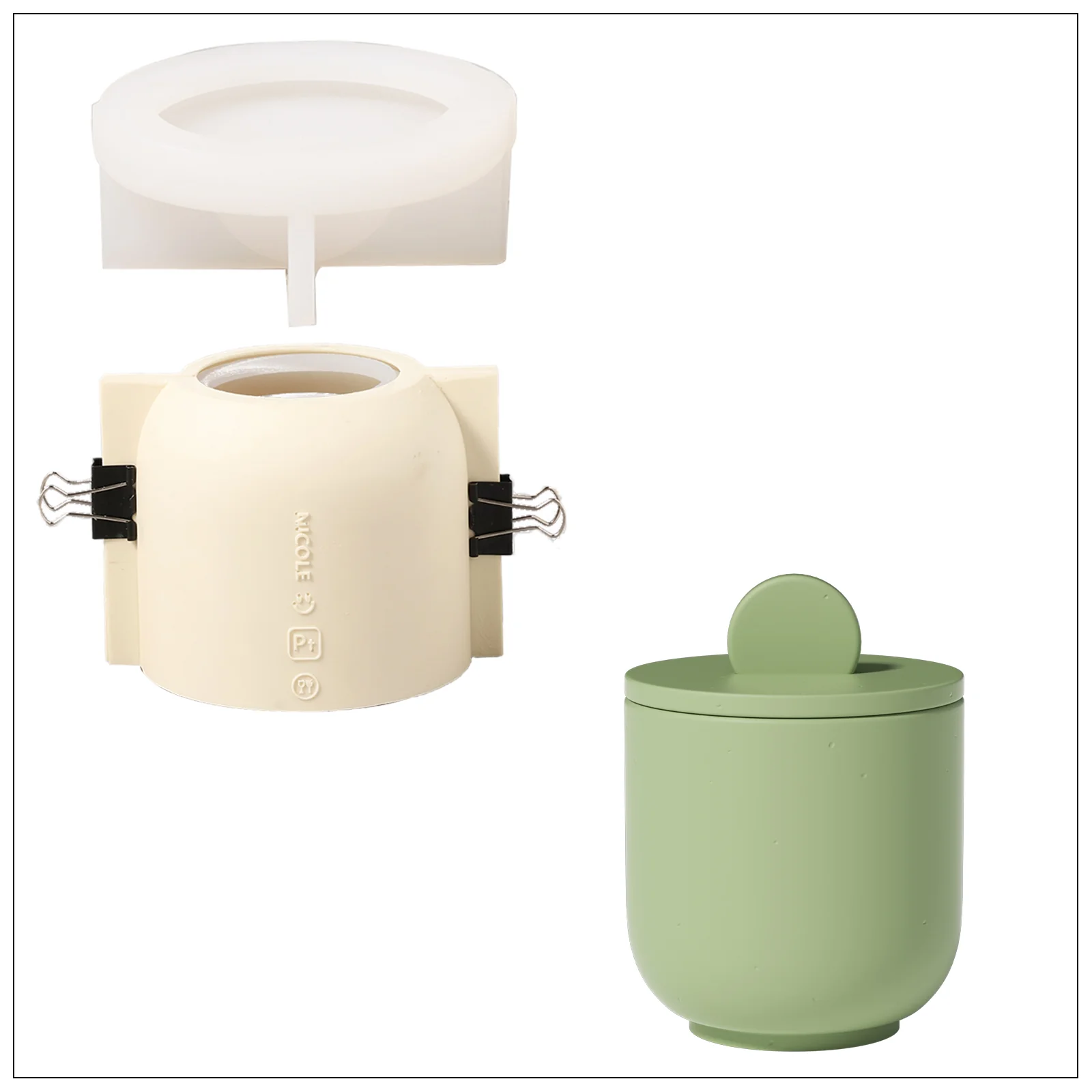 Simple Style Candle Jar & Raised Lids Silicone Mold With Refill Mold - Image 12