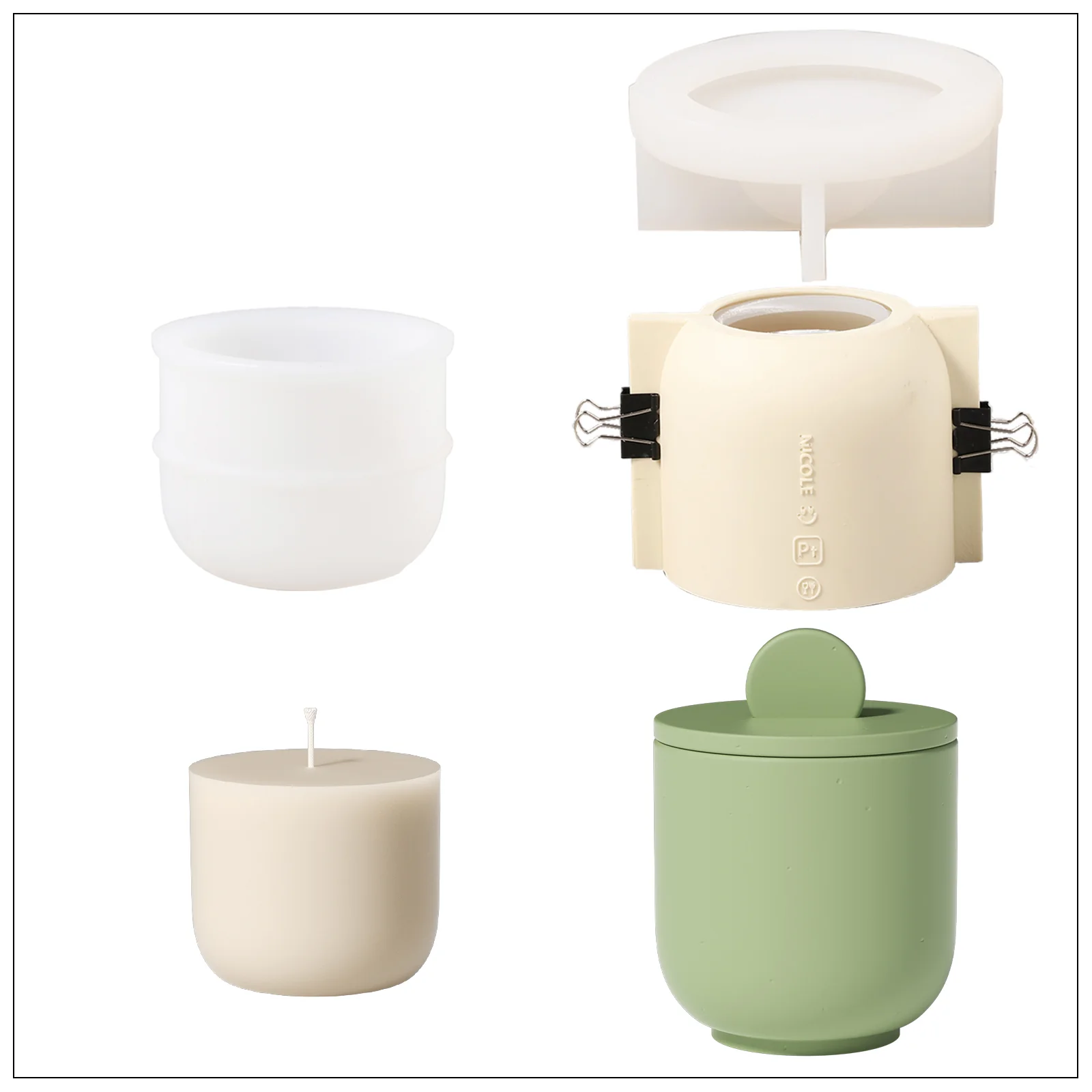 Simple Style Candle Jar & Raised Lids Silicone Mold With Refill Mold - Image 16