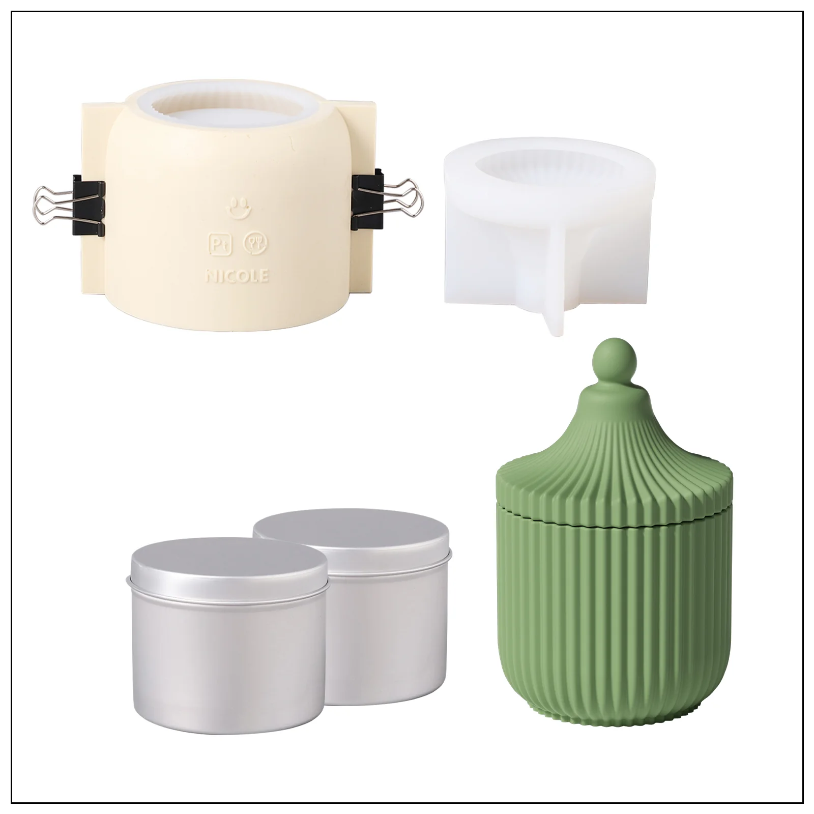 Carousel Ridged Candle Jar with 6 OZ Refill Candle Tin - Image 12