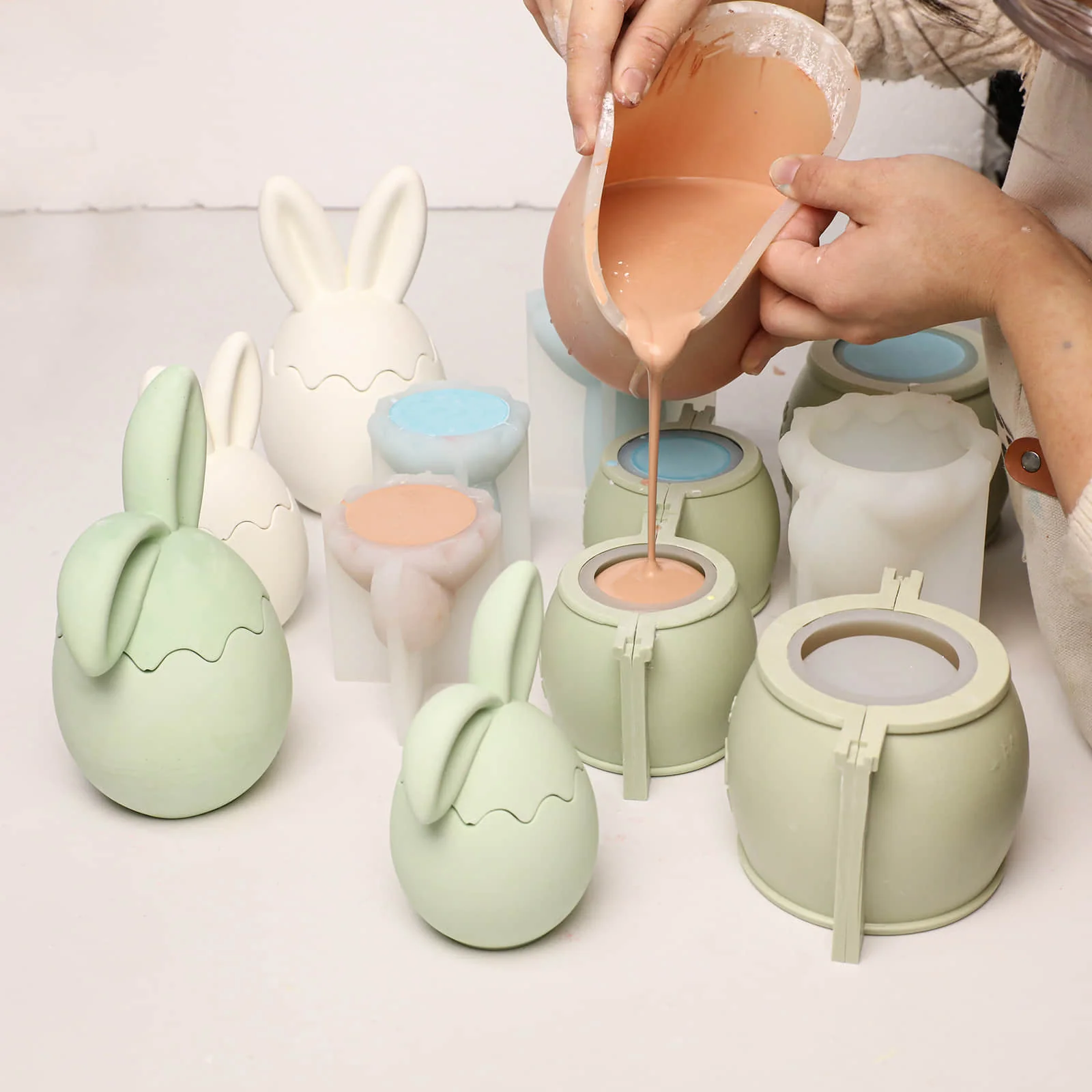 Classic & Floppy Bunny Egg Candle Jar Silicone Mold Collection - Image 5