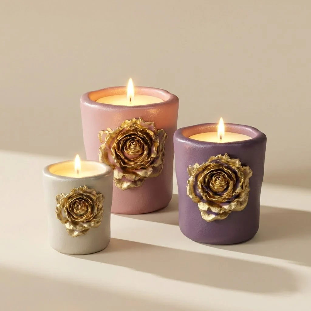 Rose Sculpture Candle Jar Silicone Mold Collection - Image 4