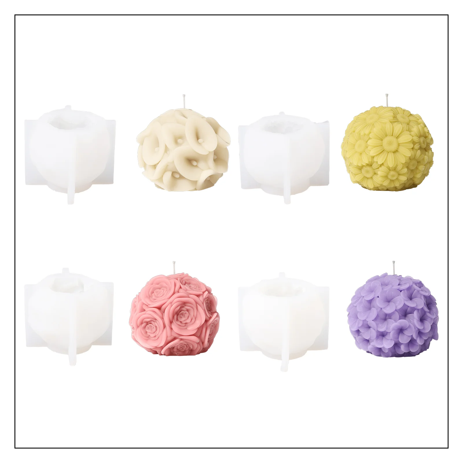 Whispering Floral Orbs Candle Silicone Mold Collection - Image 13