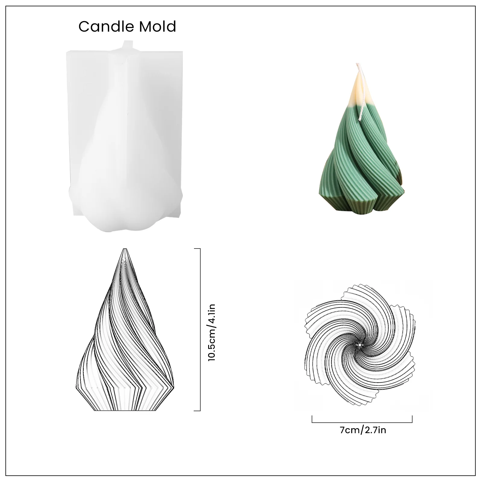 Spiral Christmas Tree Candle Silicone Mold - Image 9