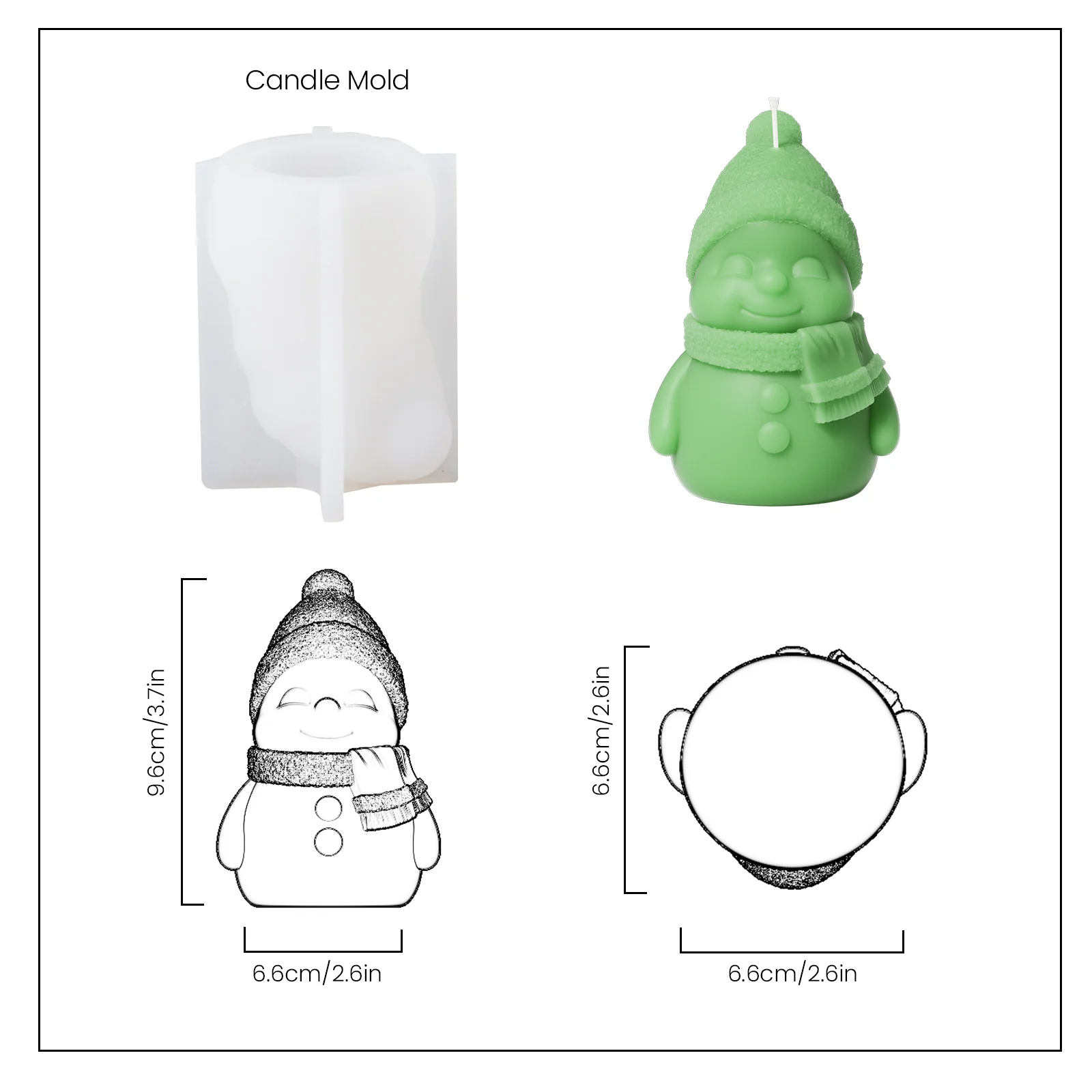 Smiling Snowman Candle Silicone Mold - Image 8