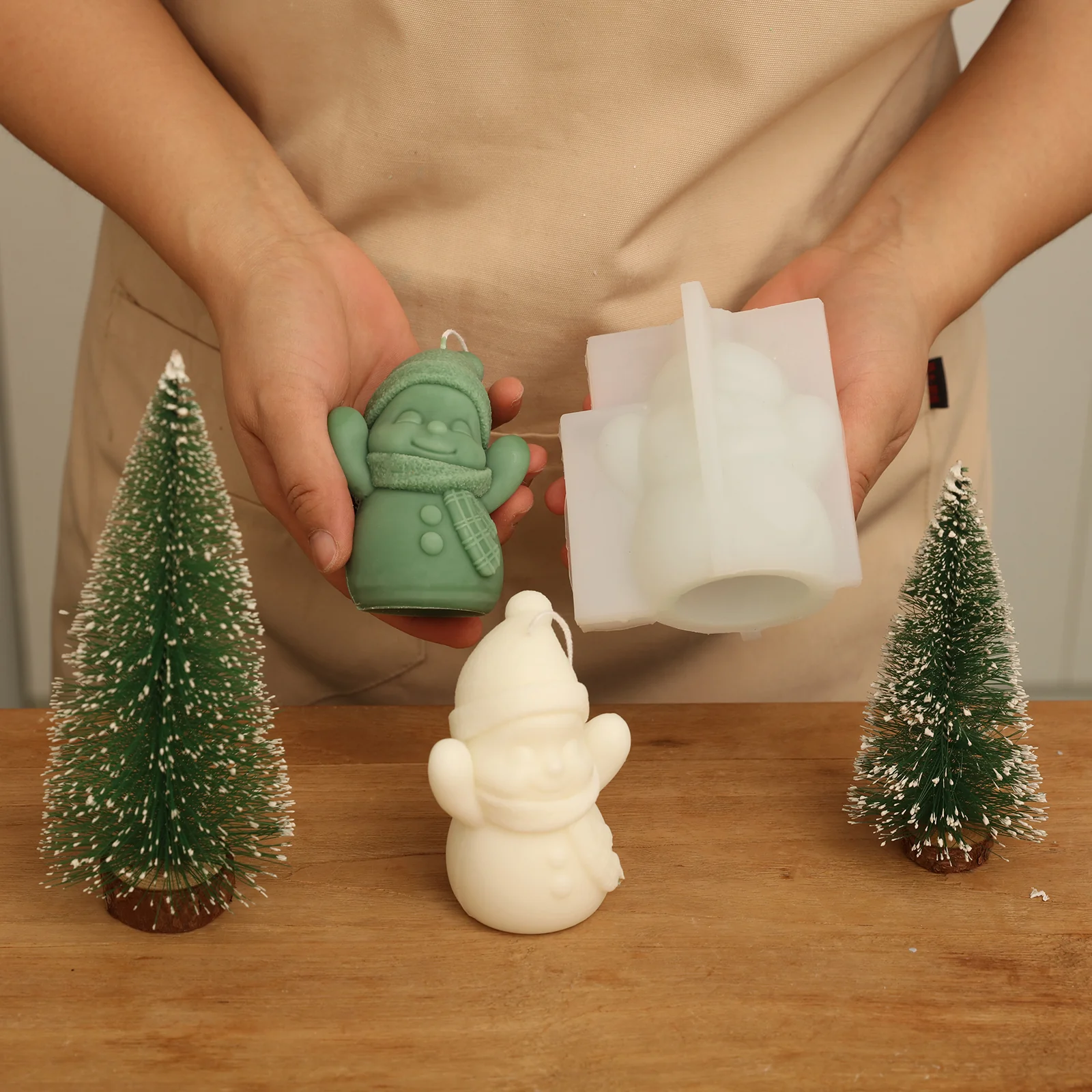 Cheering Snowman Candle Silicone Mold - Image 2