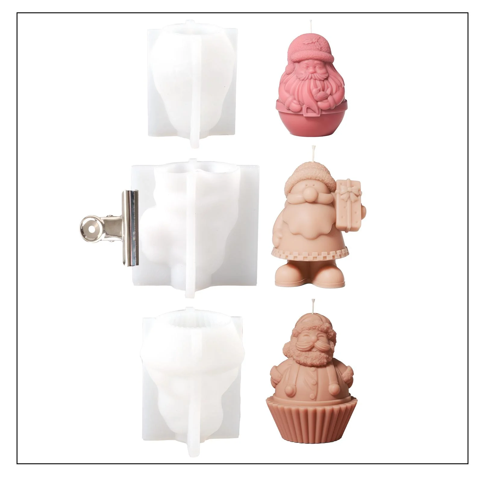Santa Claus Cupcake Candle Silicone Mold - Image 10
