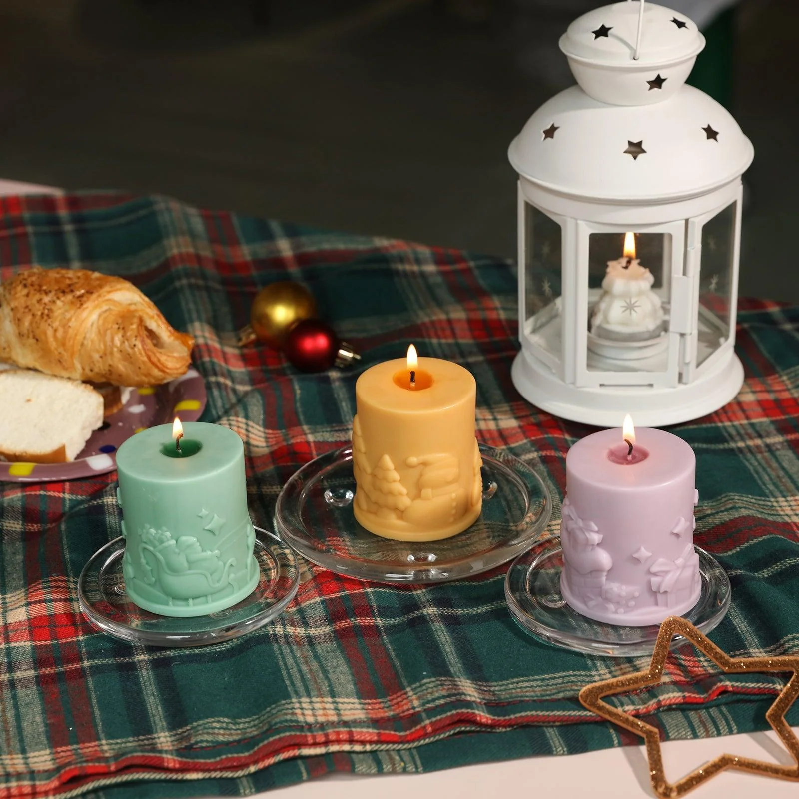 Embossed Christmas-themed Pillar Candle Mold - Image 6